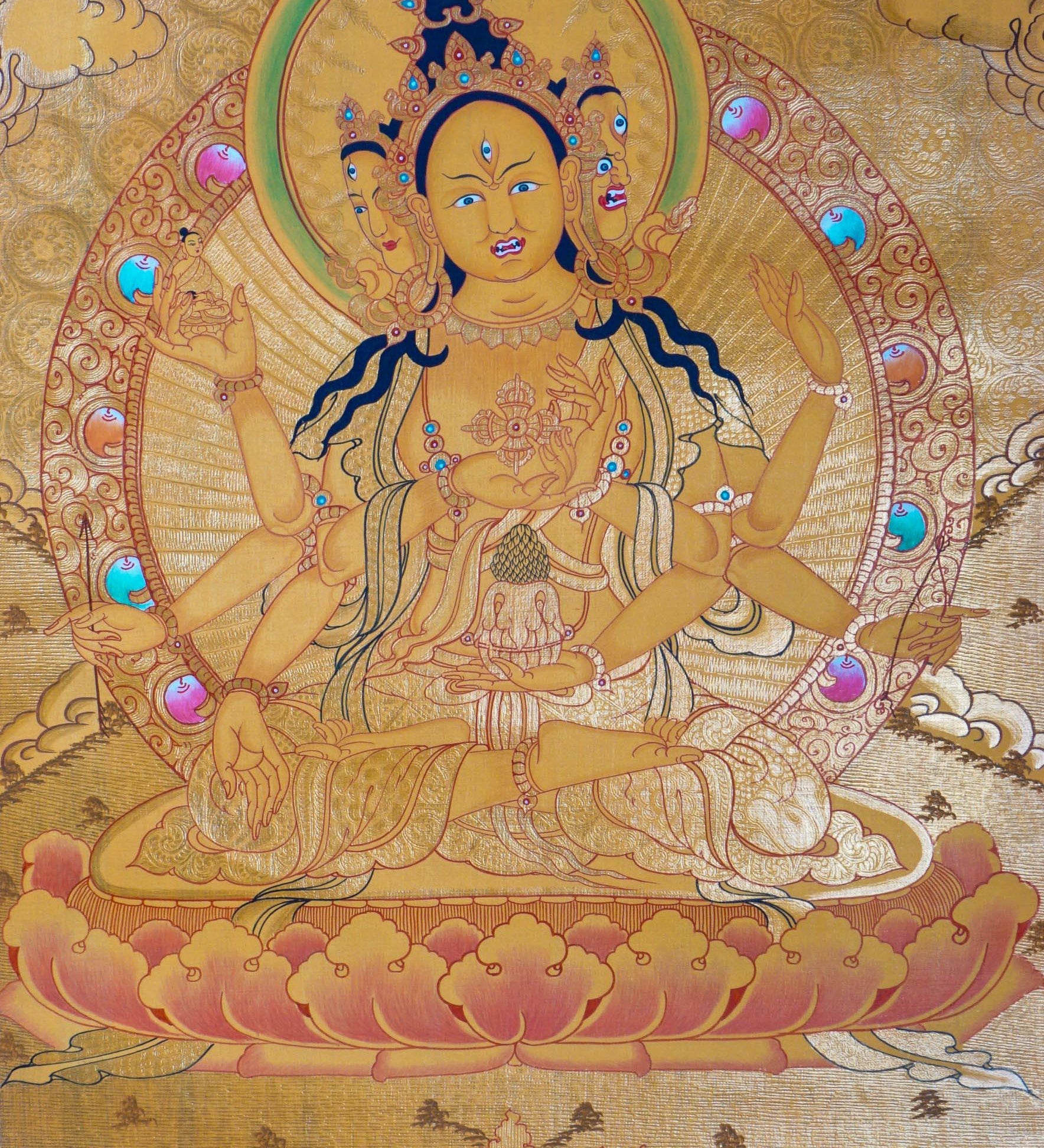 Golden Namgyalma (Sitapatra) Thangka