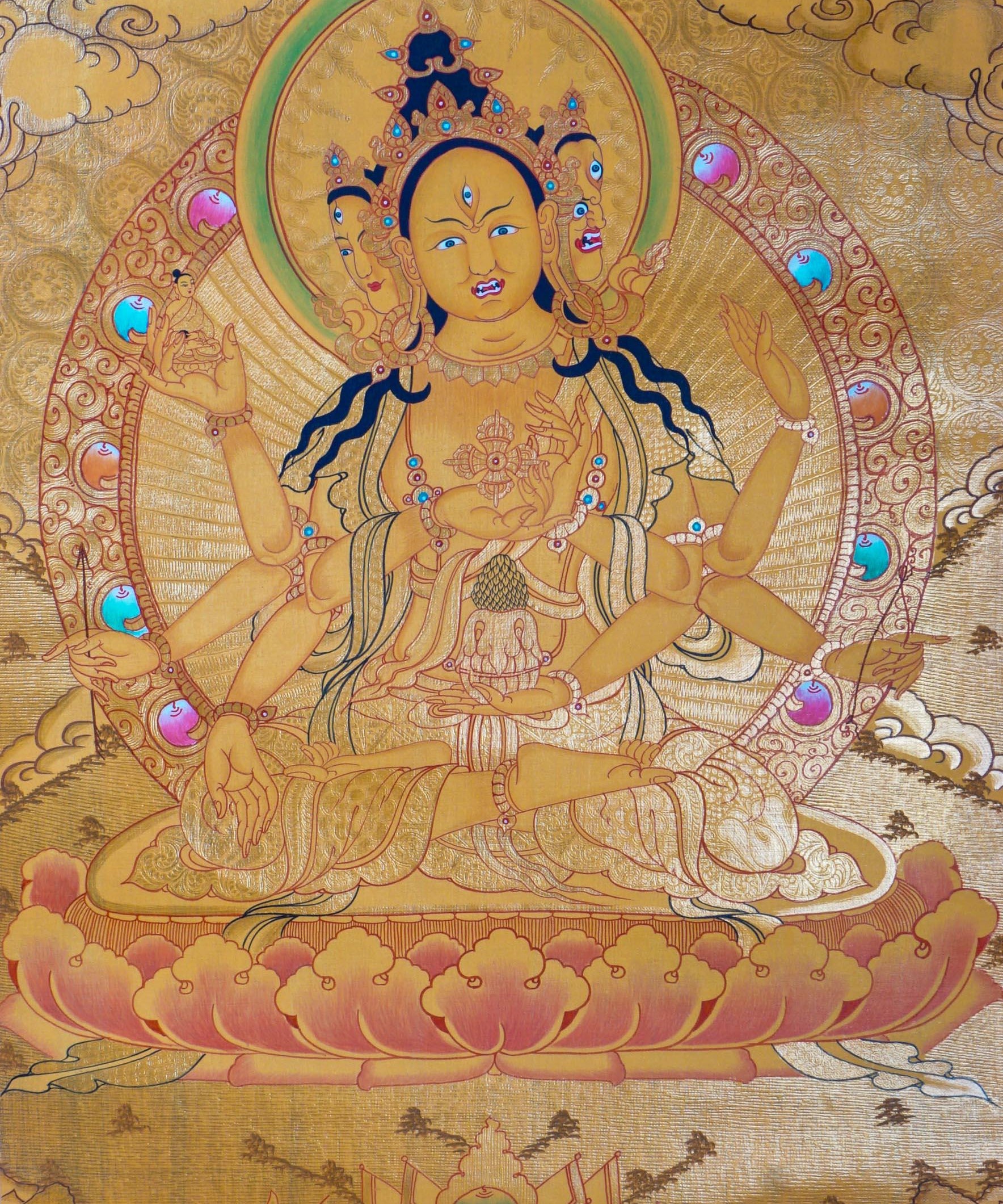 Golden Namgyalma (Sitapatra) Thangka