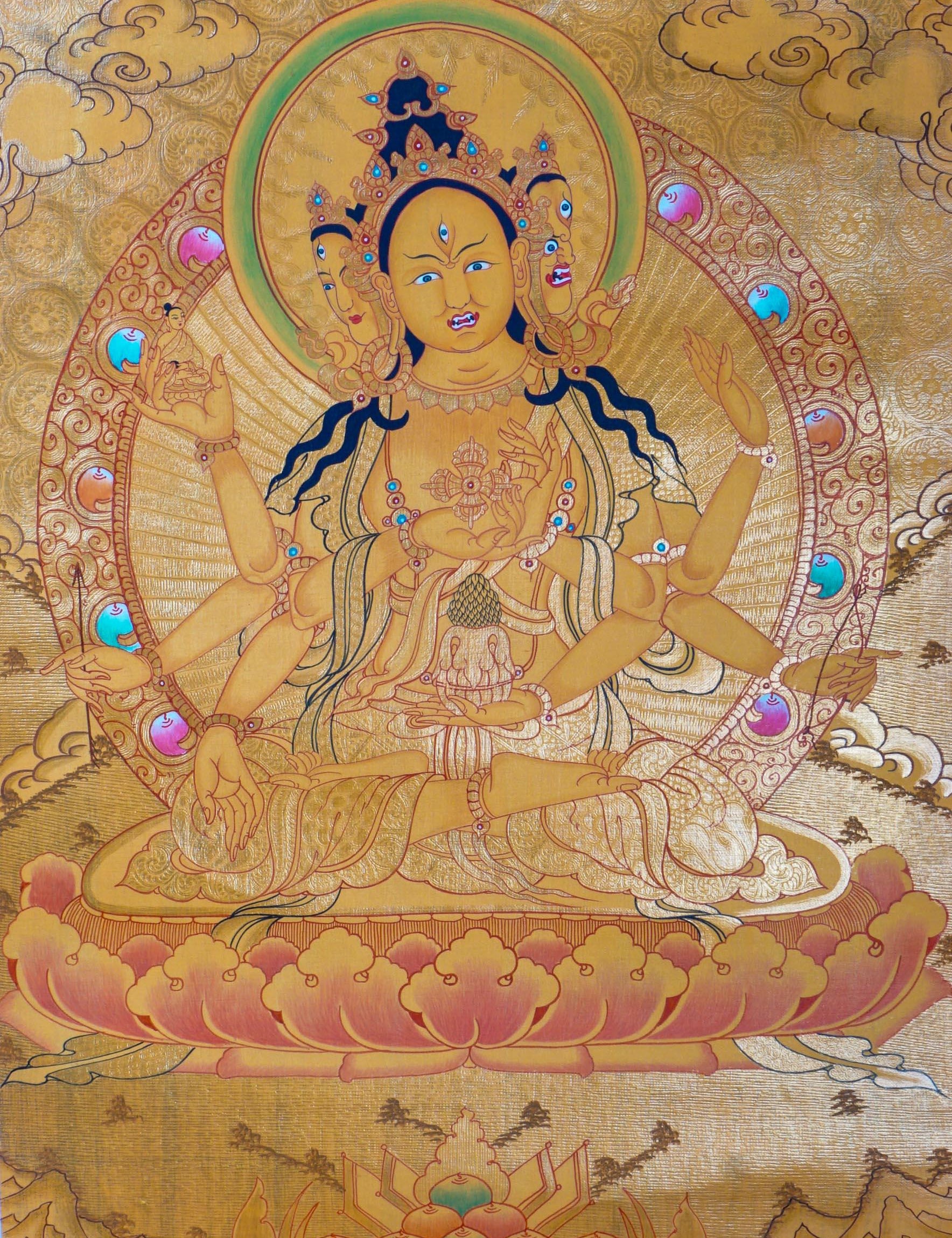 Golden Namgyalma (Sitapatra) Thangka