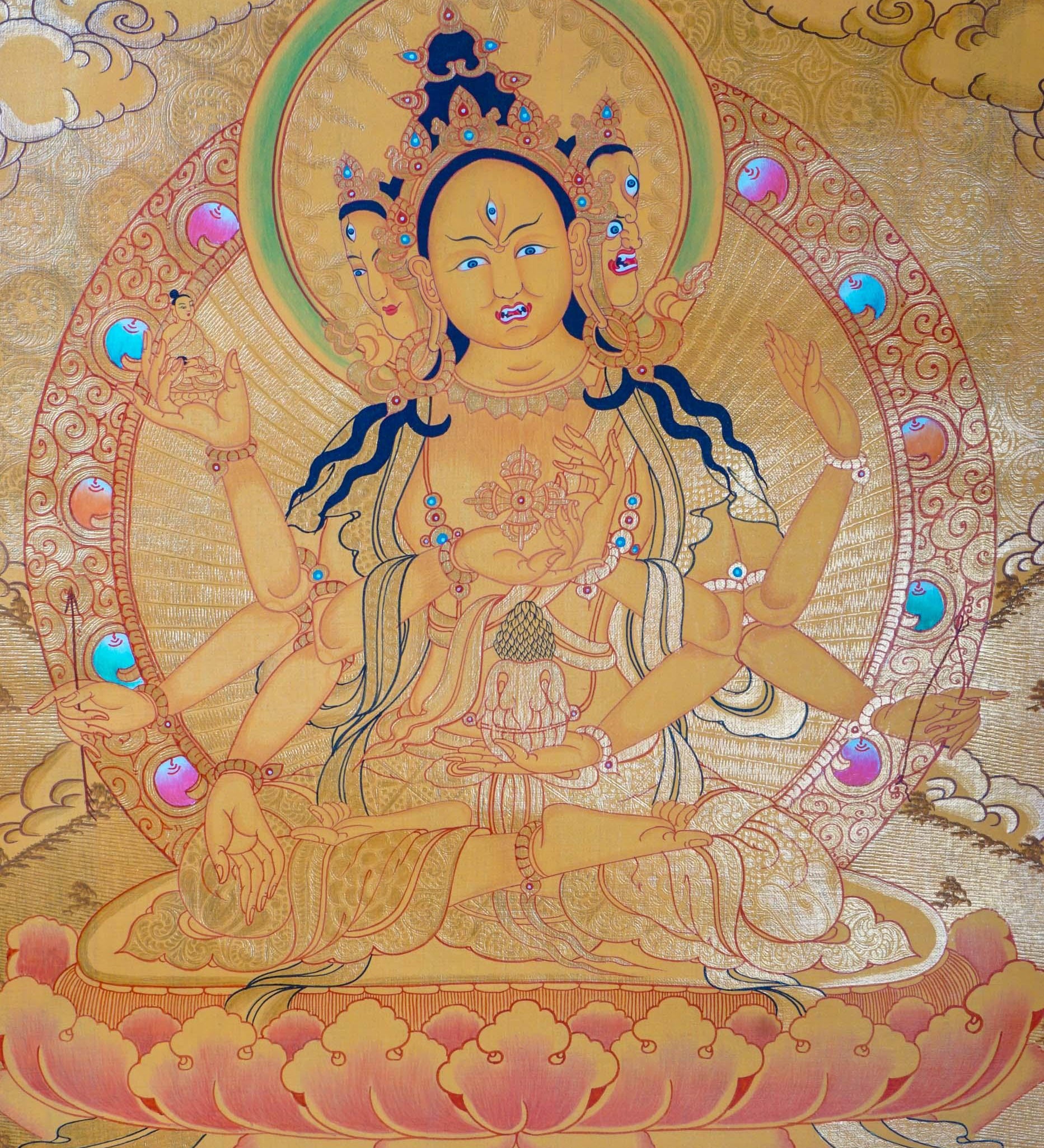 Golden Namgyalma (Sitapatra) Thangka
