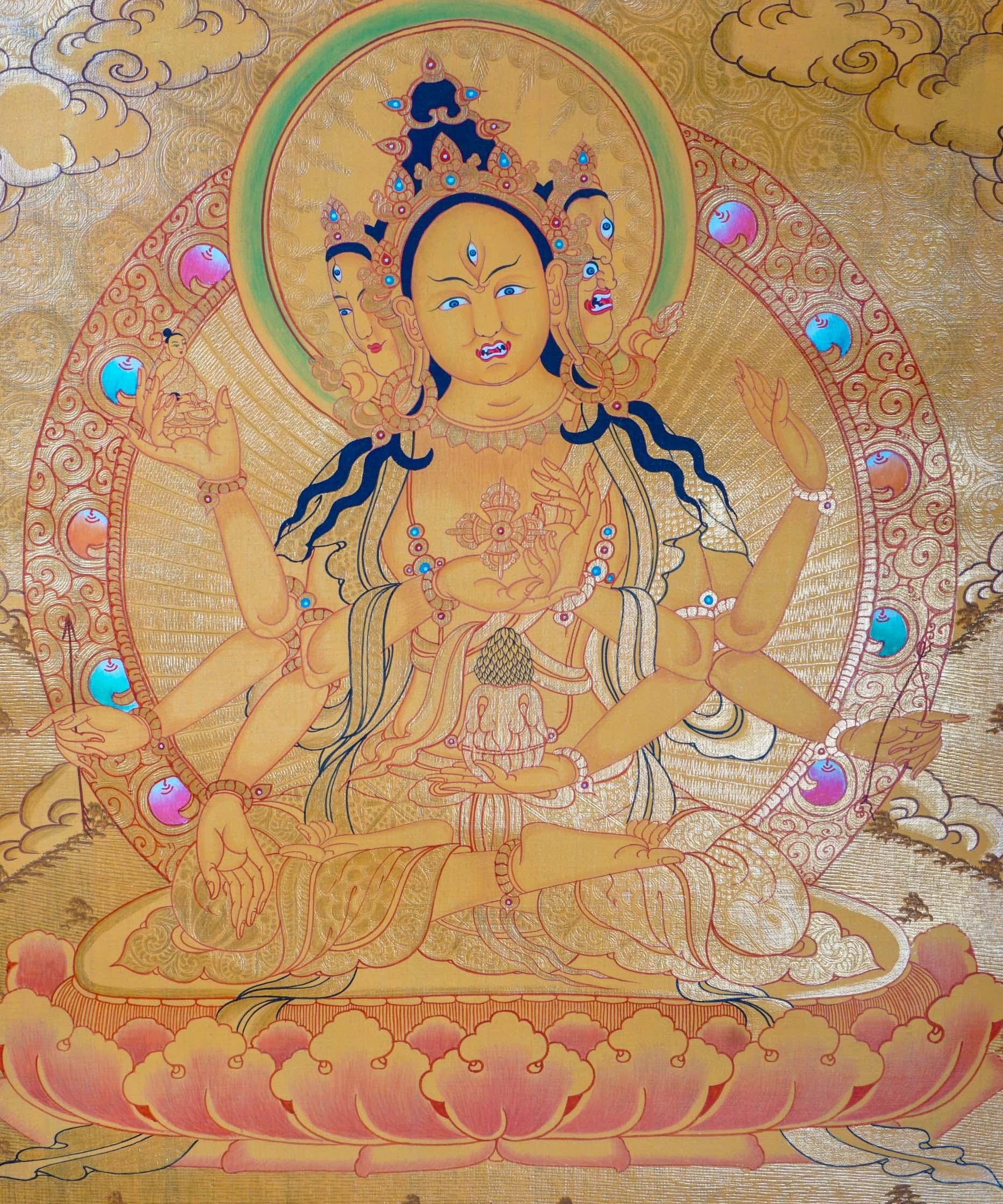 Golden Namgyalma (Sitapatra) Thangka