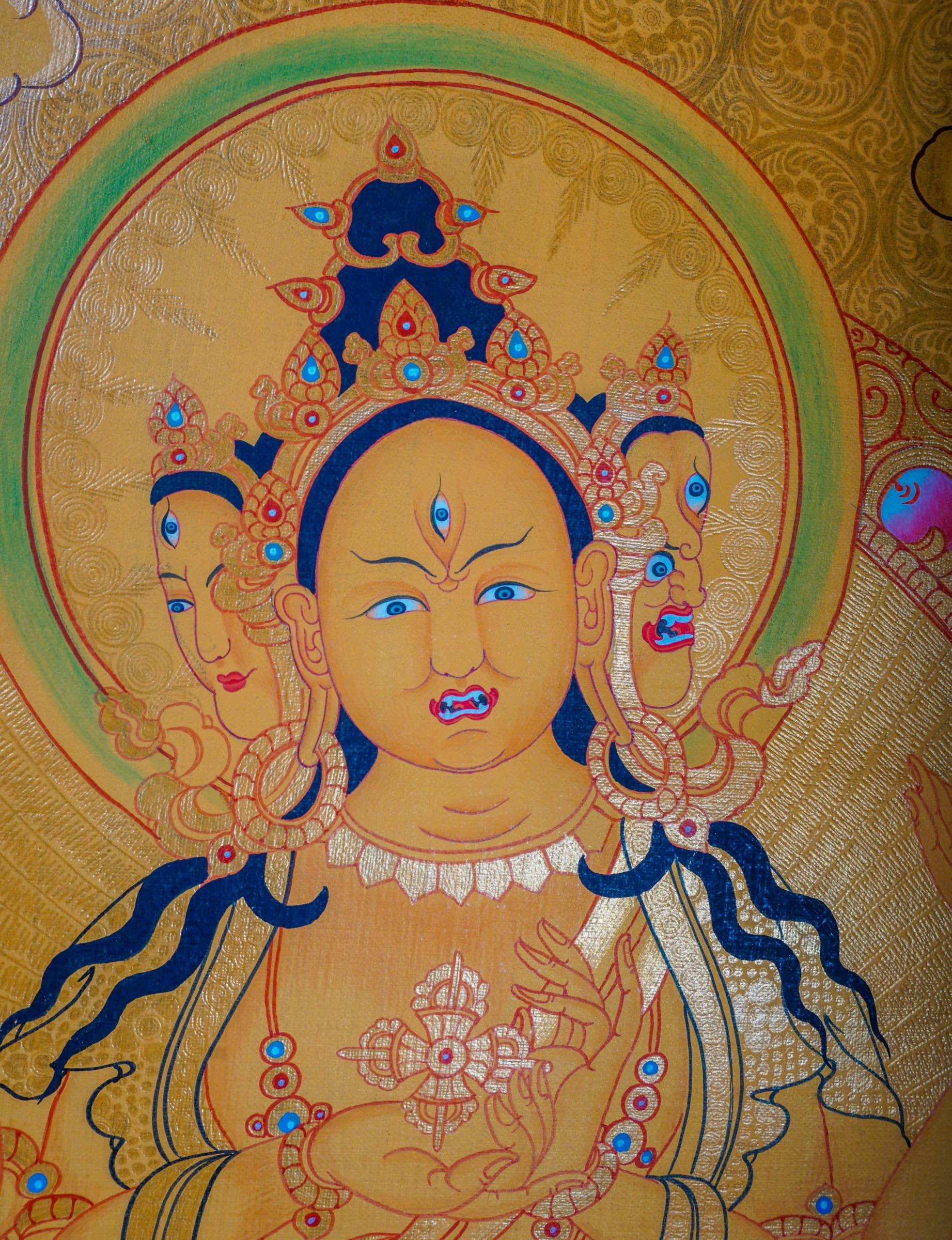 Golden Namgyalma (Sitapatra) Thangka