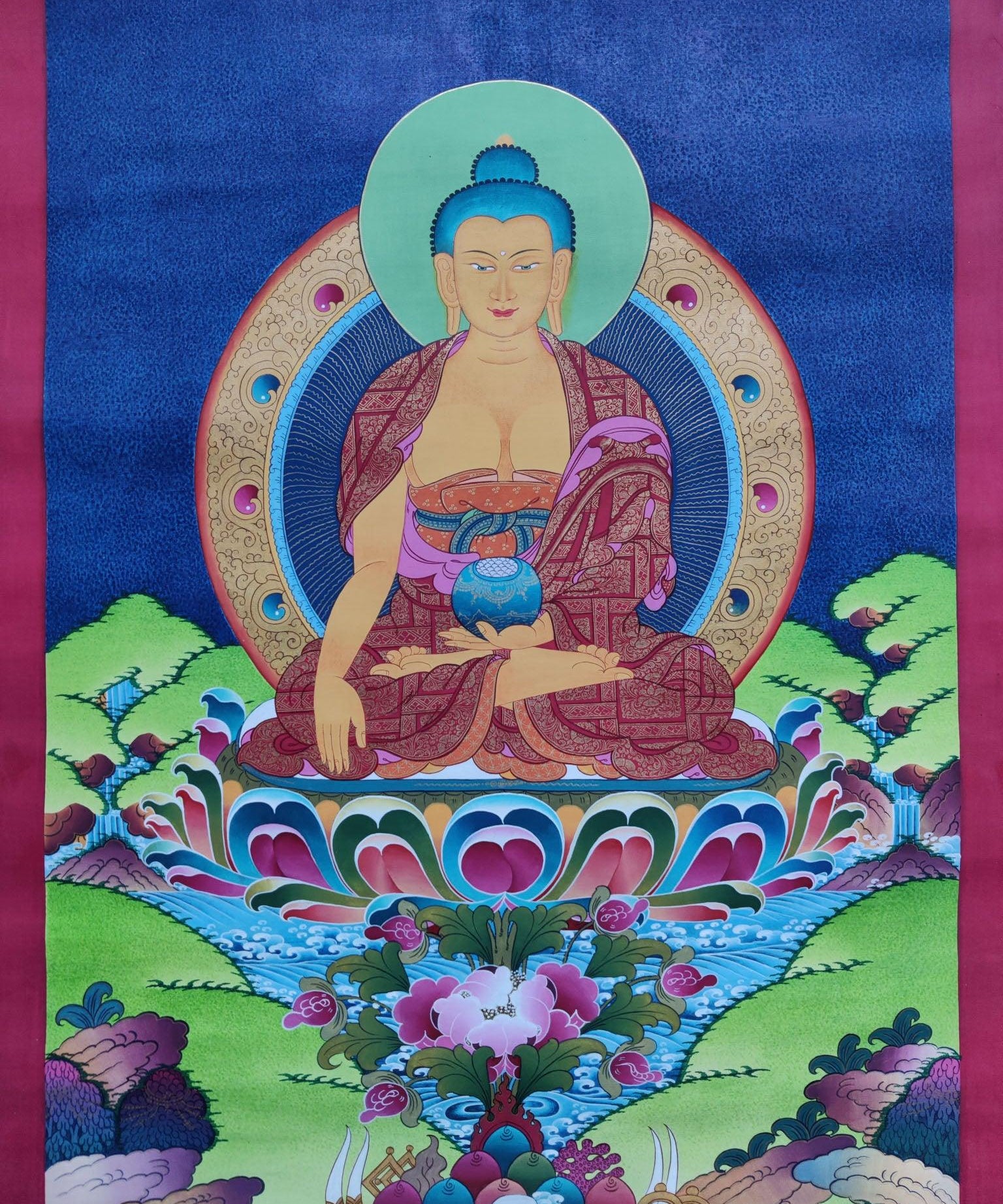 Buddha Thanka Painting on cotton canvas. A master Piece Tibetan Thangka art. Best Quality. Best Price