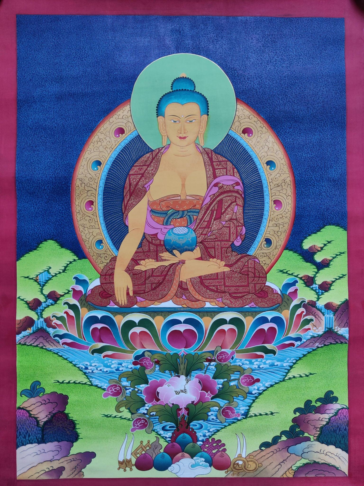 Buddha Thanka Painting on cotton canvas. A master Piece Tibetan Thangka art. Best Quality. Best Price