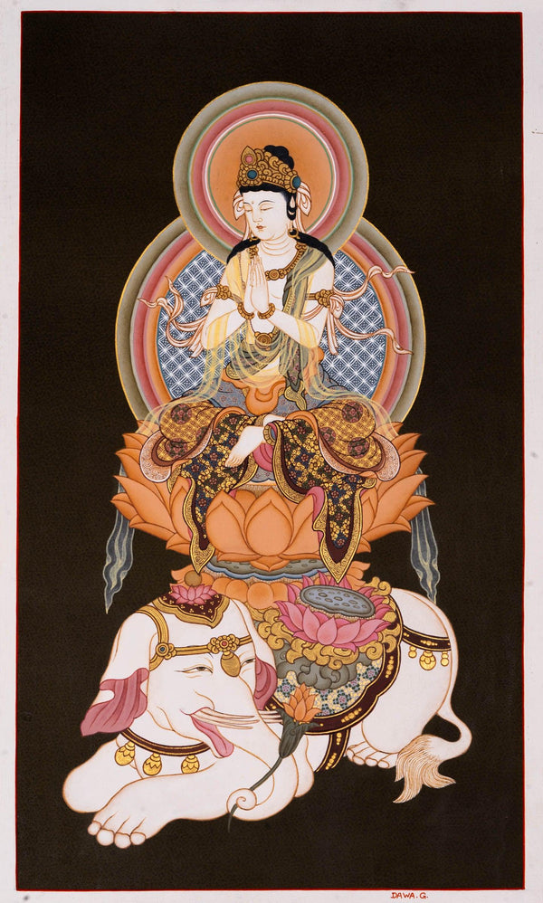 Japanese Bodhisattva Fugen Thangka Painting