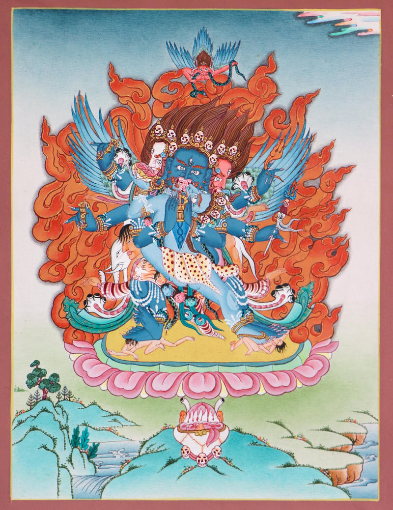 Wrathful deity - Vajrakilaya Thangka Painting - Himalayas Shop