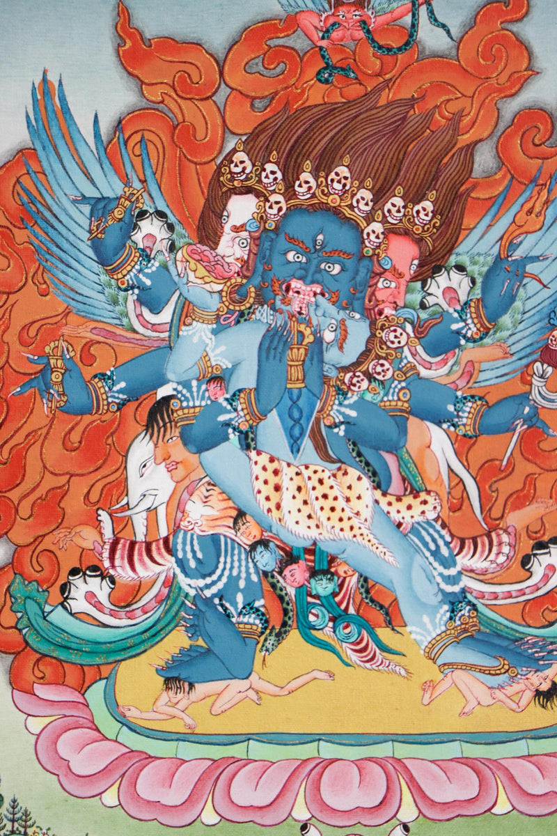 Wrathful deity - Vajrakilaya Thangka Painting - Himalayas Shop