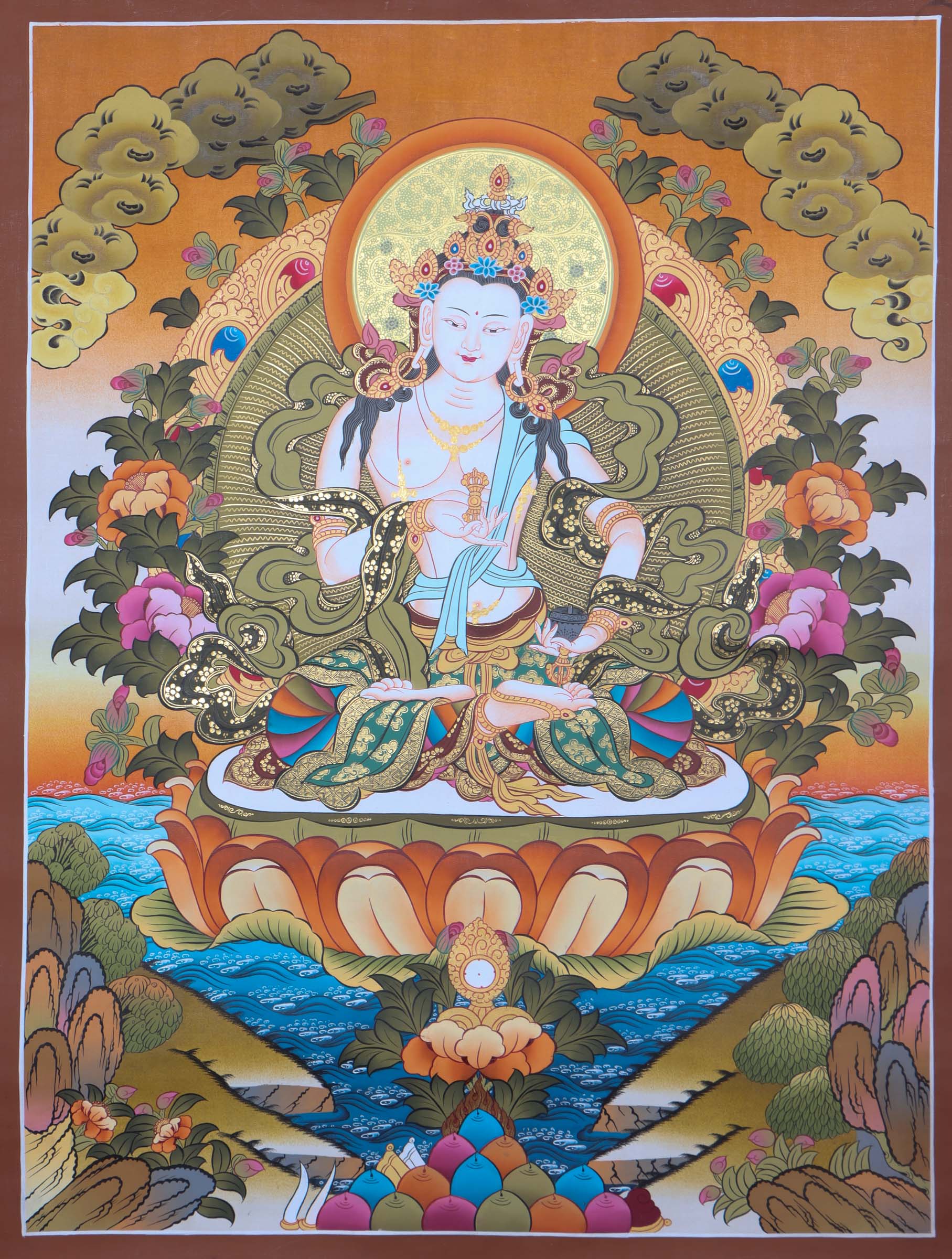 Vajrasattva Thangka - Purification practice - Himalayas Shop
