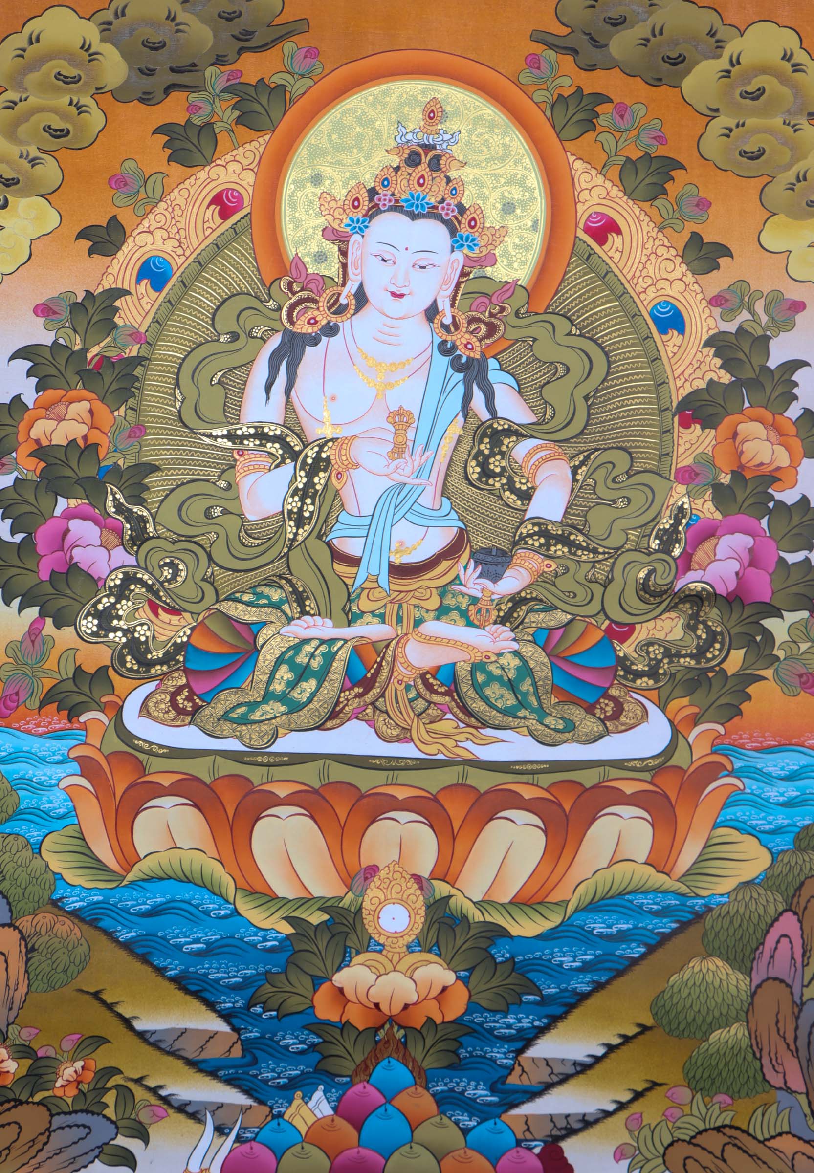 Vajrasattva Thangka - Purification practice - Himalayas Shop