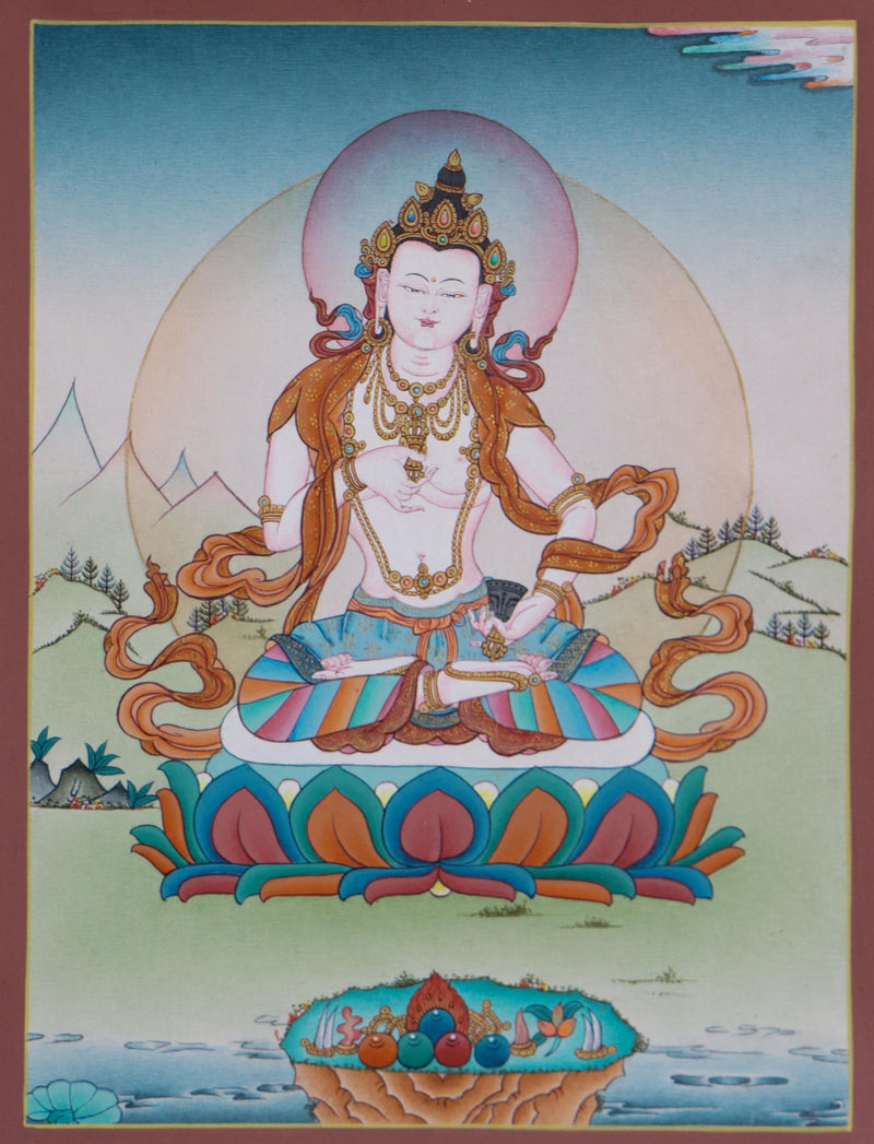 Vajrasattva Tibetan Thangka Painting - Handpainted Thangka Art - Himalayas Shop