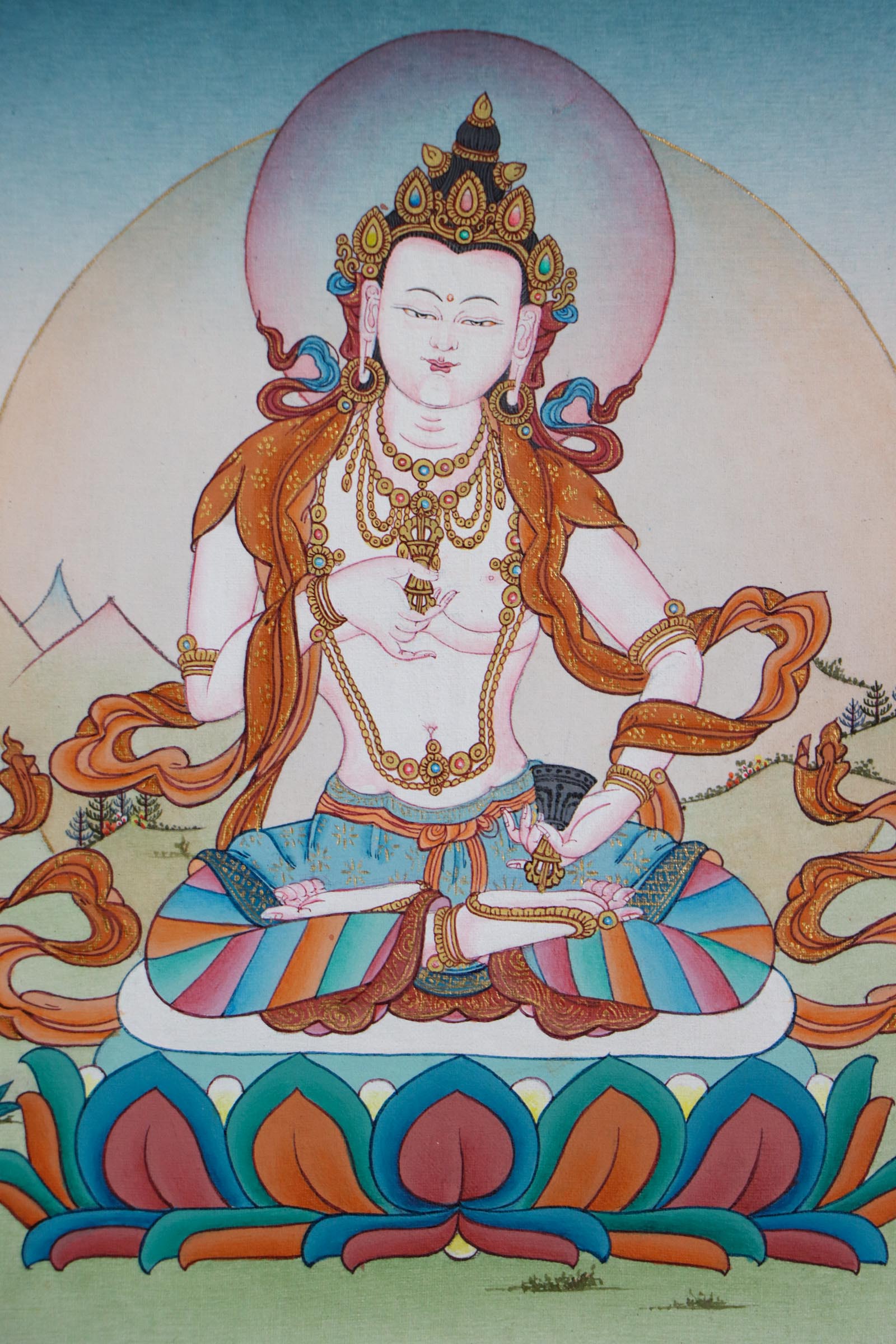 Vajrasattva Tibetan Thangka Painting - Handpainted Thangka Art - Himalayas Shop