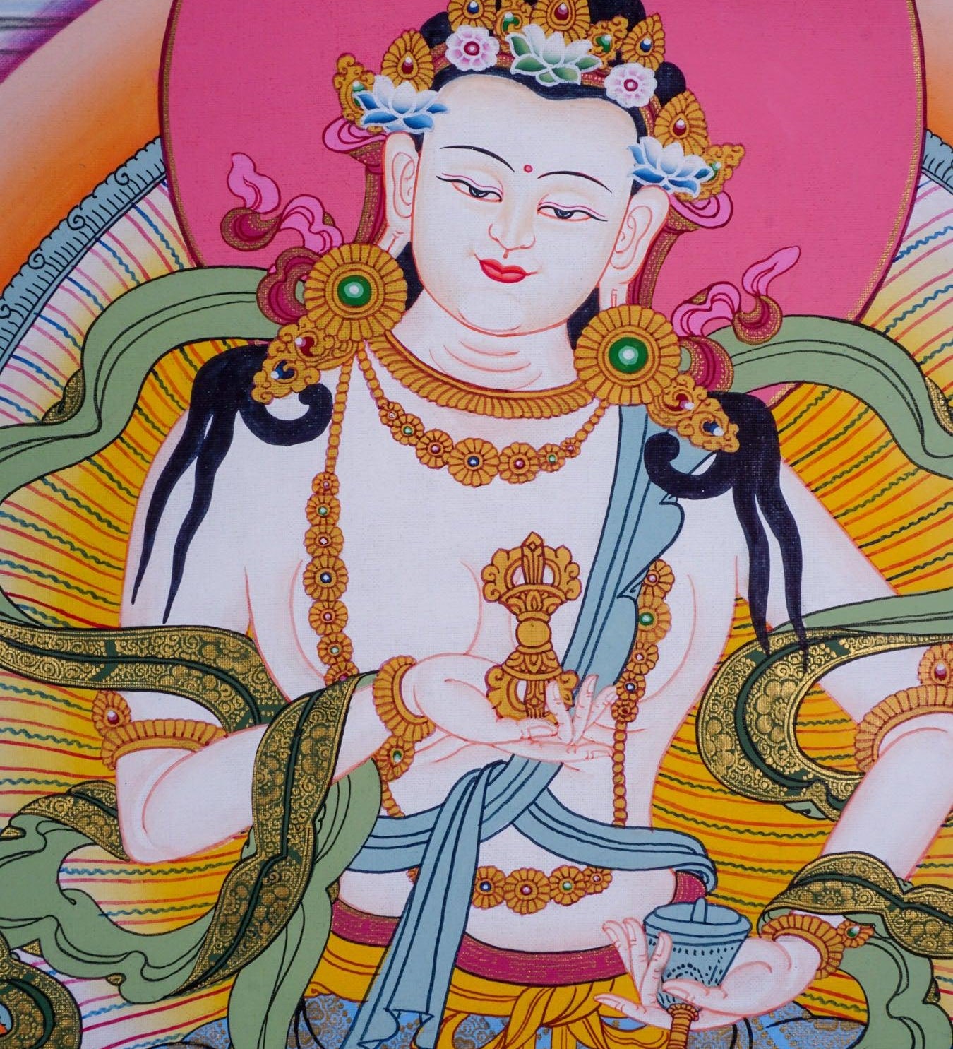 Tibetan thangka painting of Buddha - Vajrasattva Boddhisattva