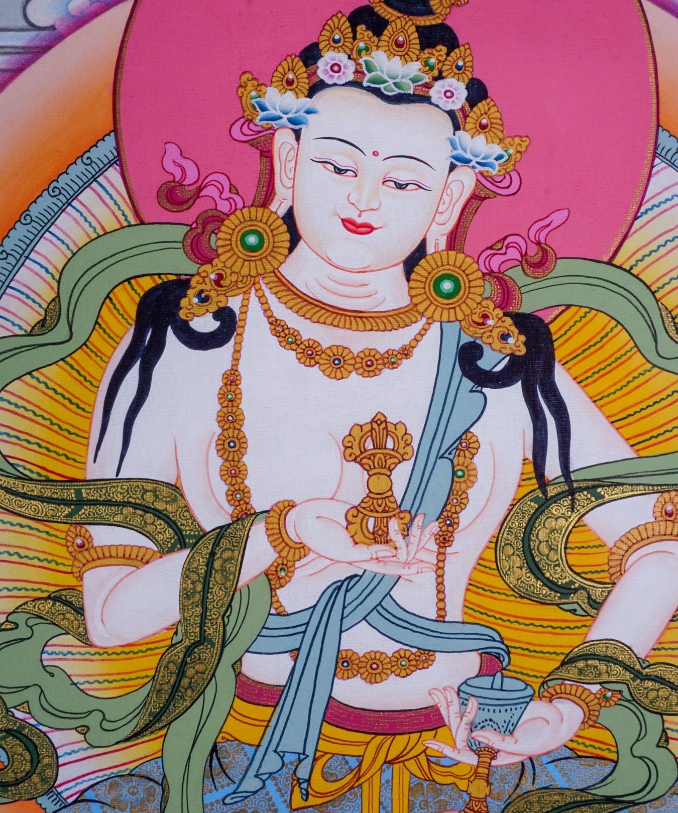 Tibetan thangka painting of Buddha - Vajrasattva Boddhisattva