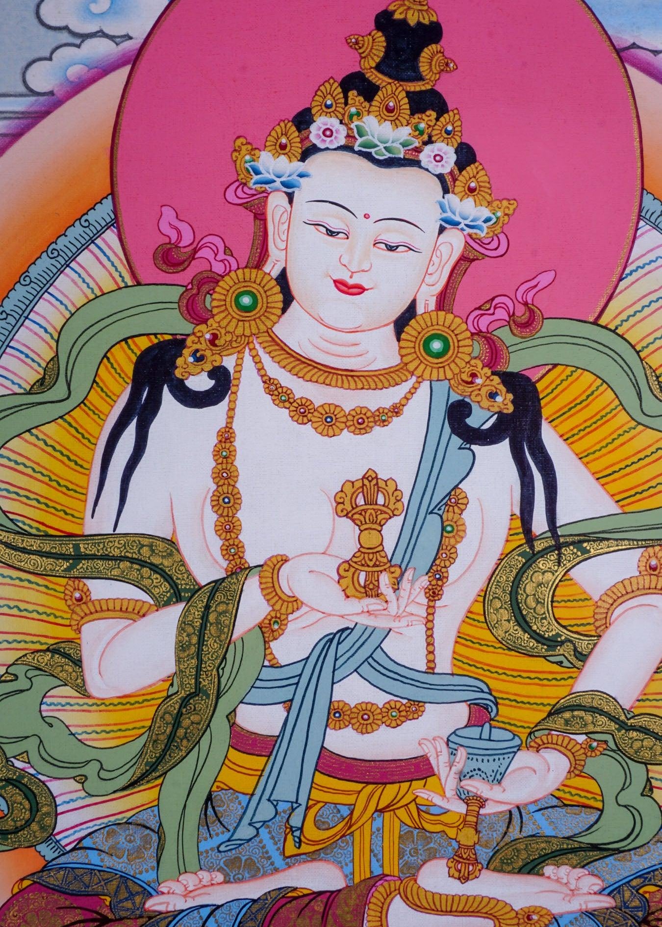 Tibetan thangka painting of Buddha - Vajrasattva Boddhisattva