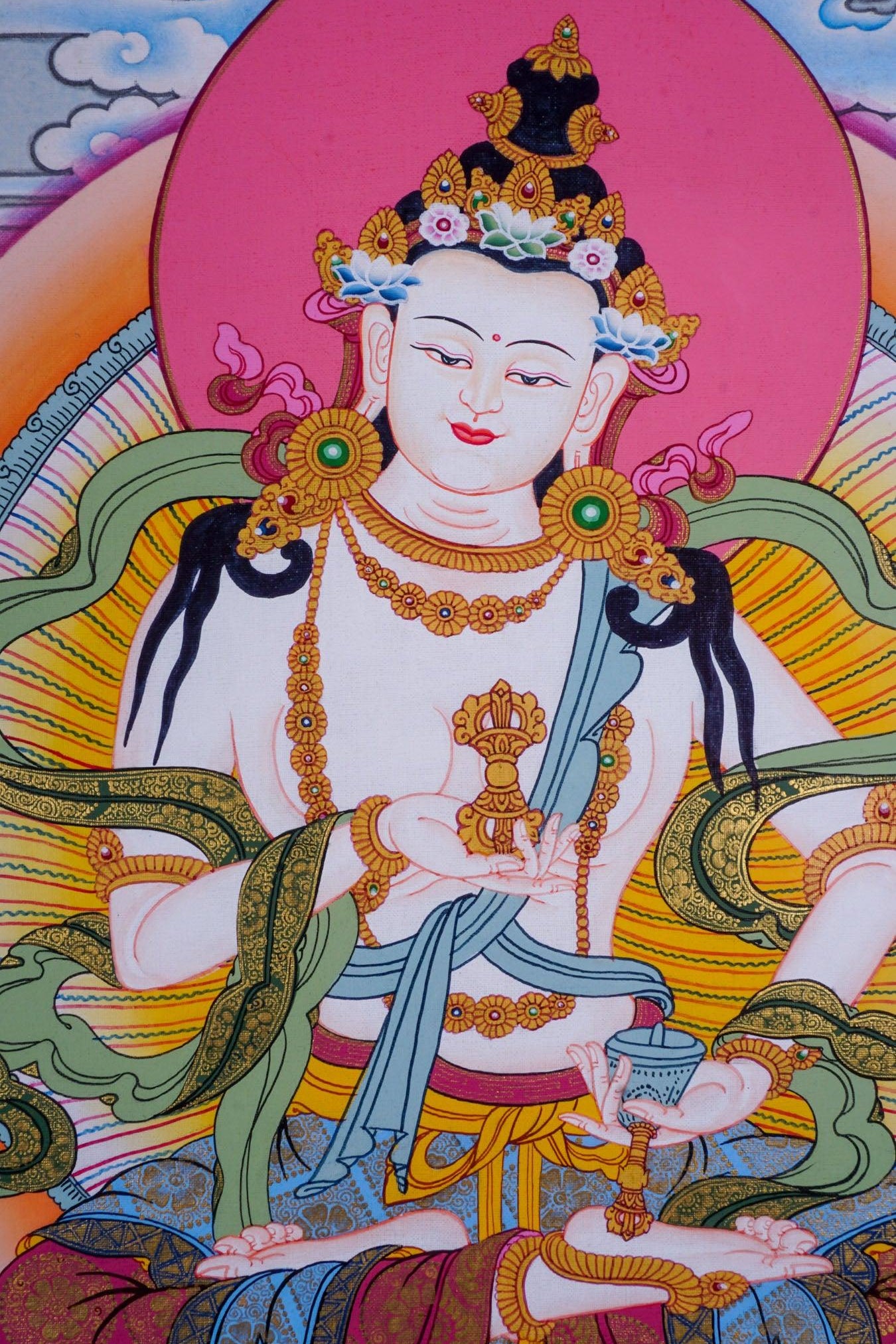 Tibetan thangka painting of Buddha - Vajrasattva Boddhisattva