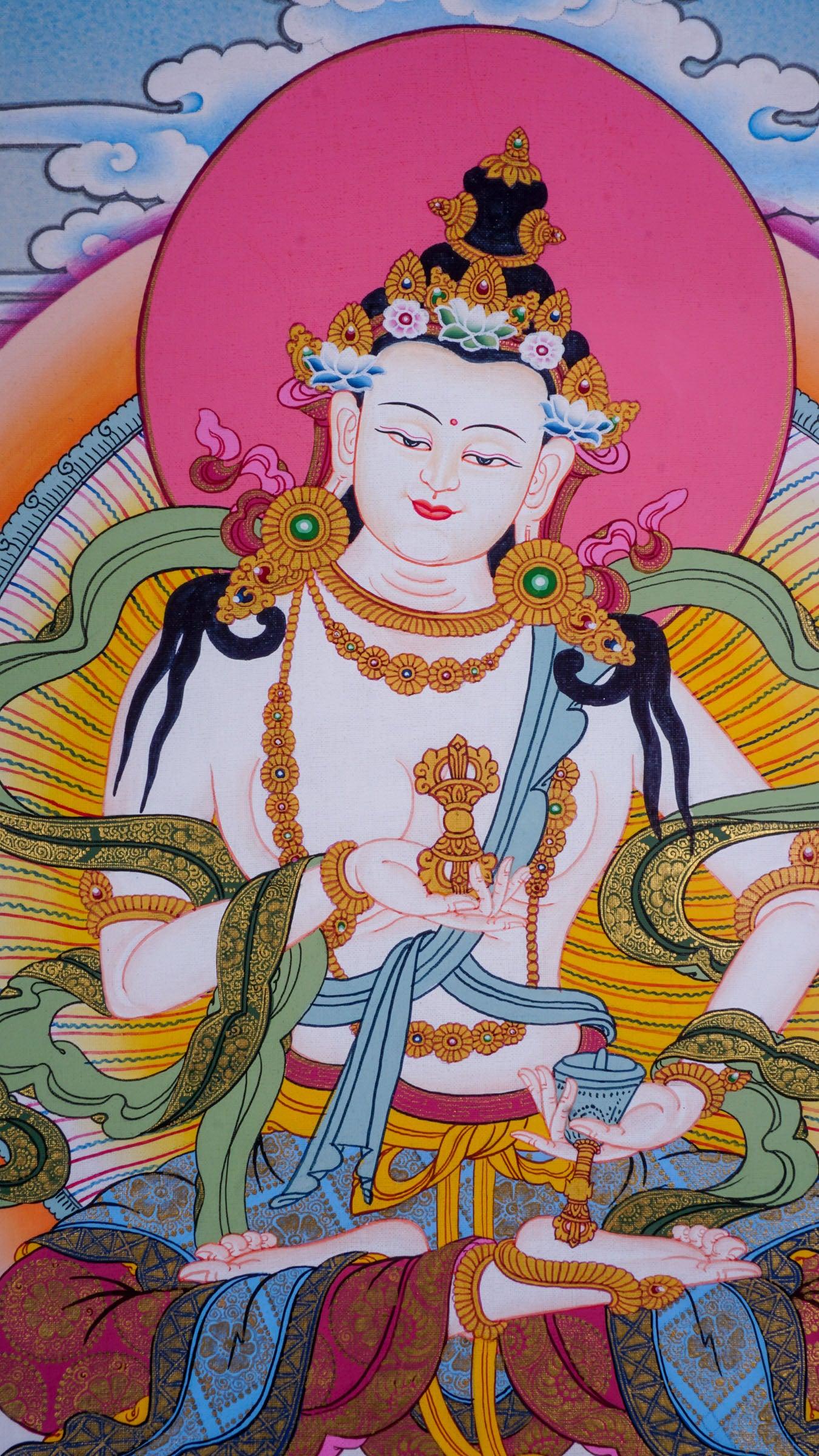 Tibetan thangka painting of Buddha - Vajrasattva Boddhisattva