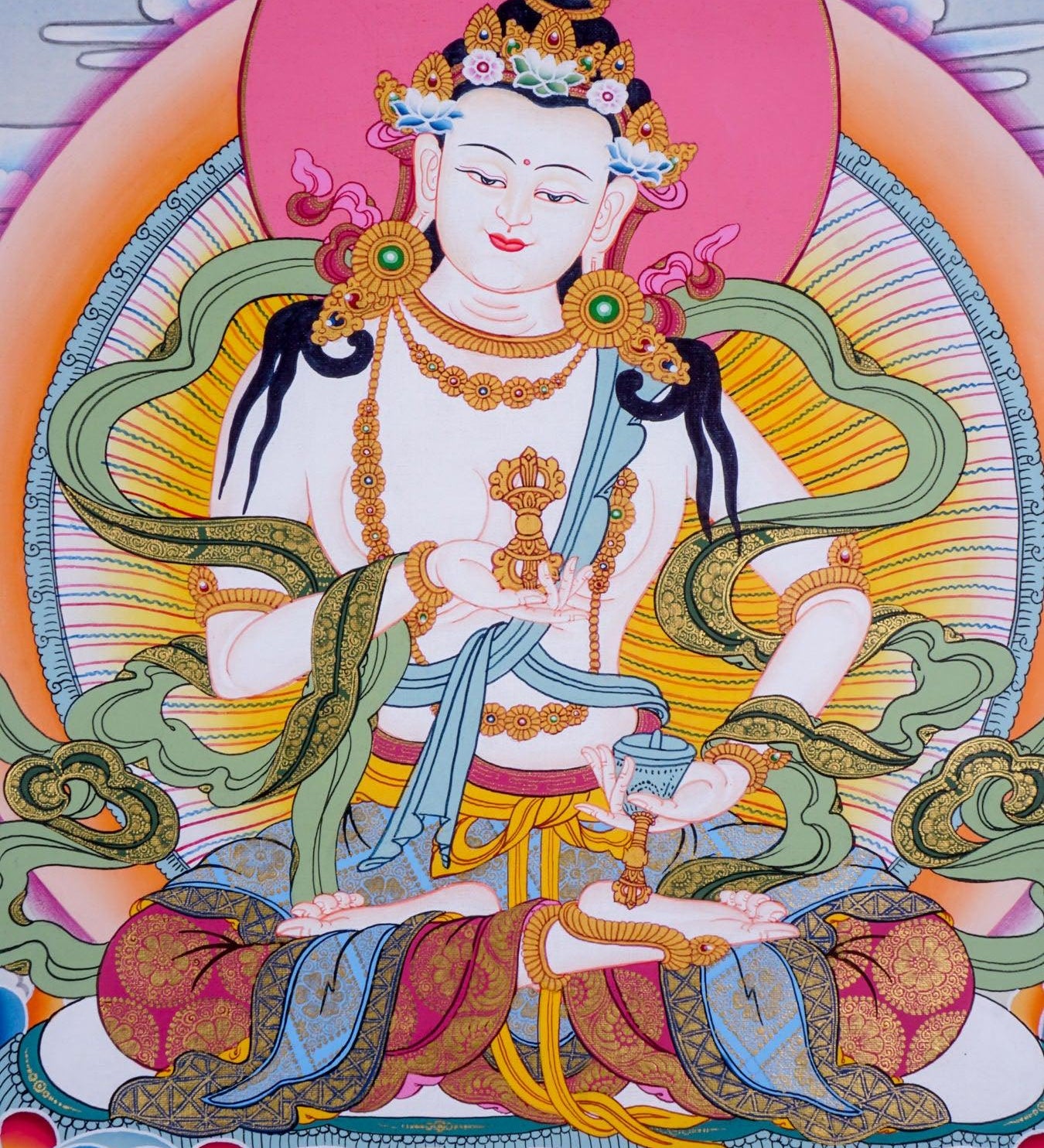 Tibetan thangka painting of Buddha - Vajrasattva Boddhisattva