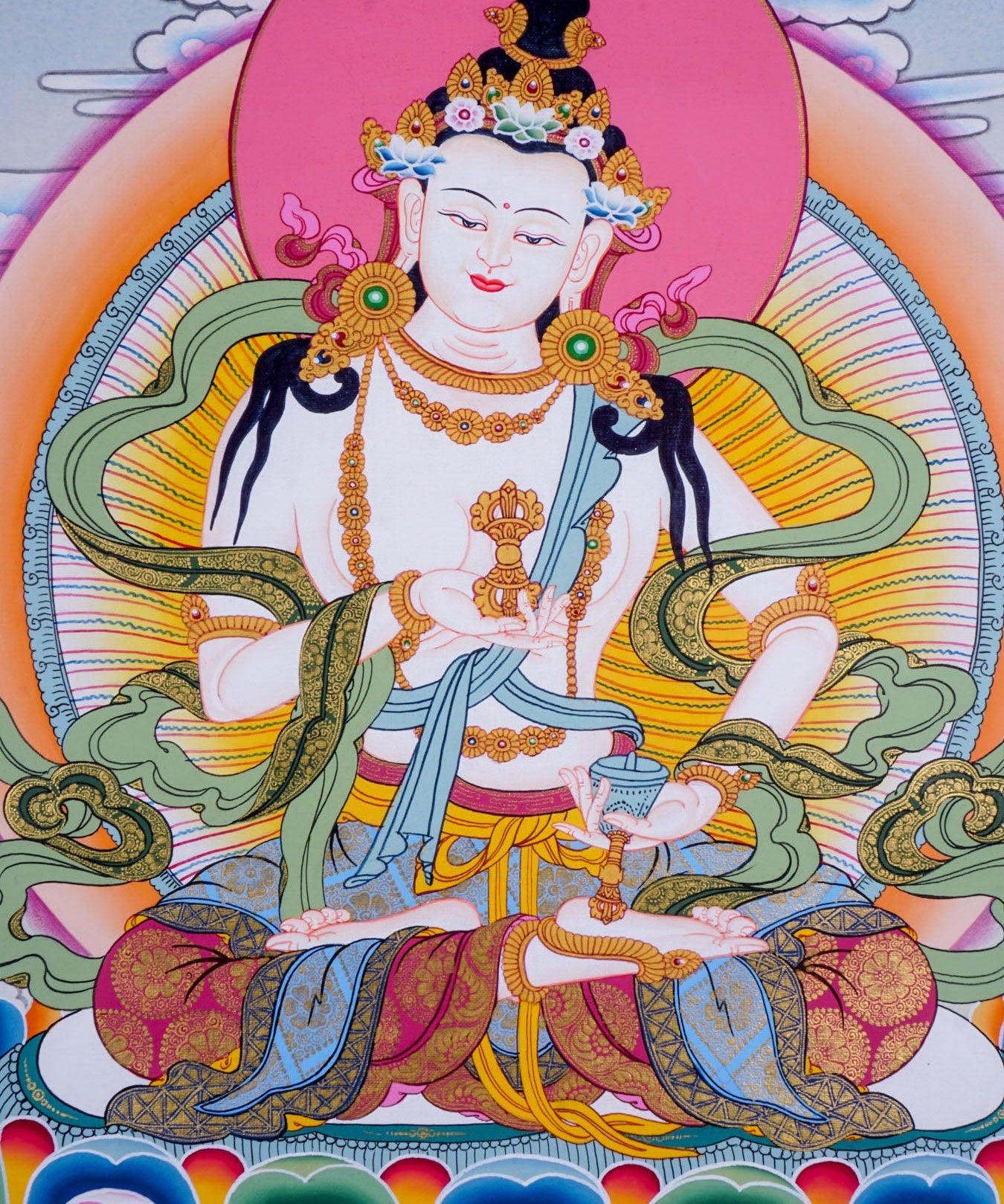 Tibetan thangka painting of Buddha - Vajrasattva Boddhisattva