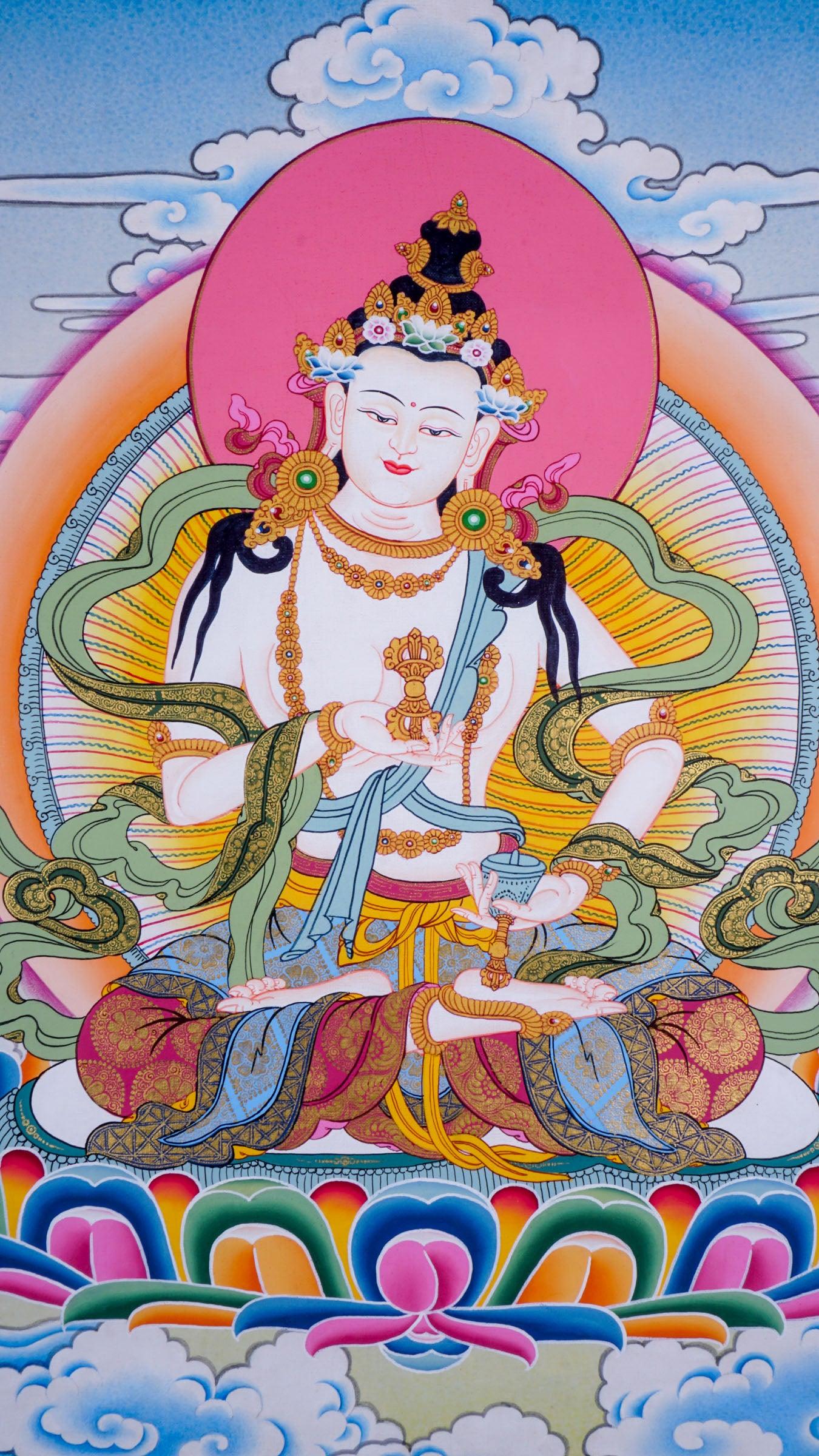 Tibetan thangka painting of Buddha - Vajrasattva Boddhisattva