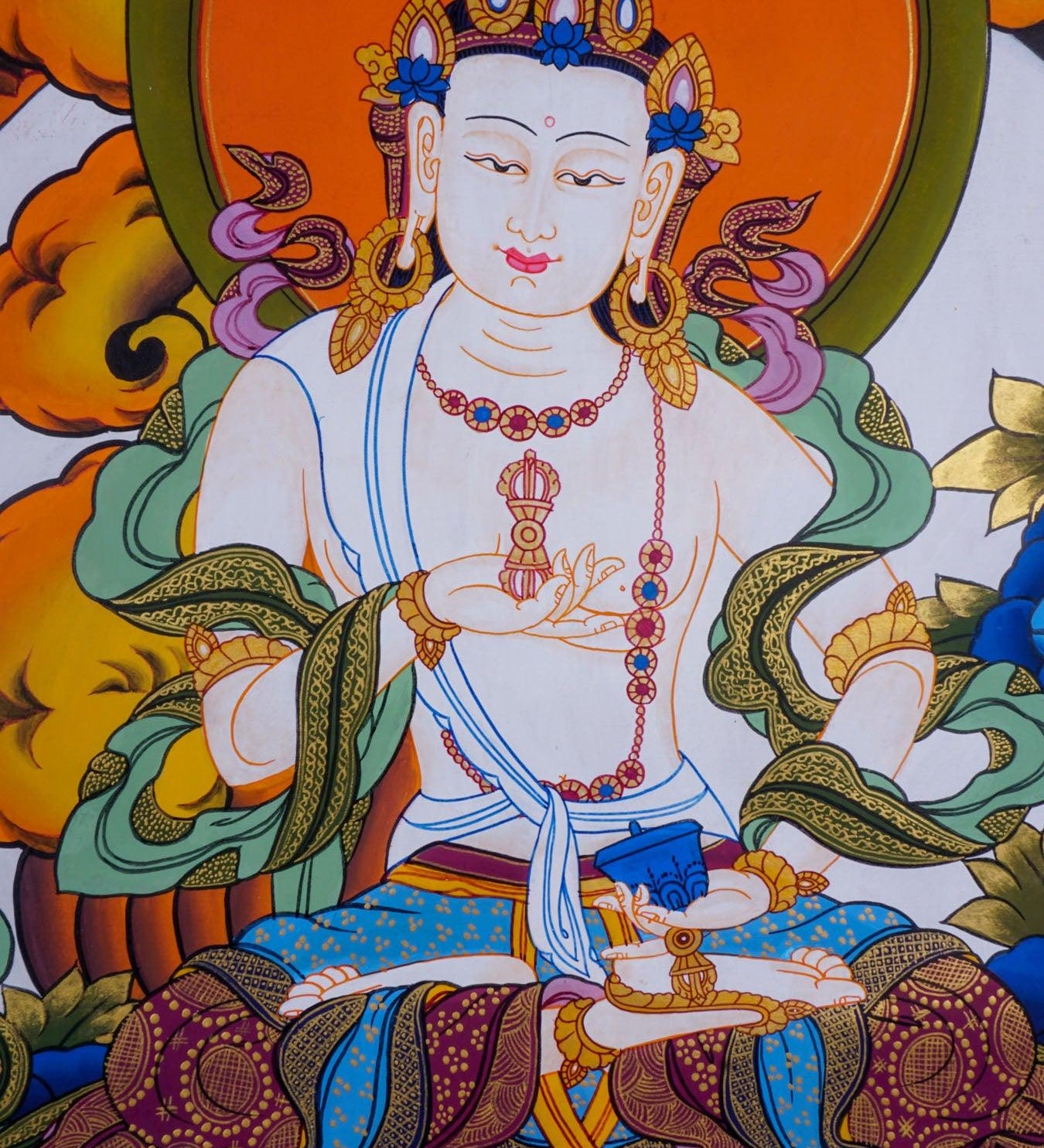 Tibetan Thangka art of Vajrasattva hand panting of Nepal on canvas for Buddhism ritual and meditation 