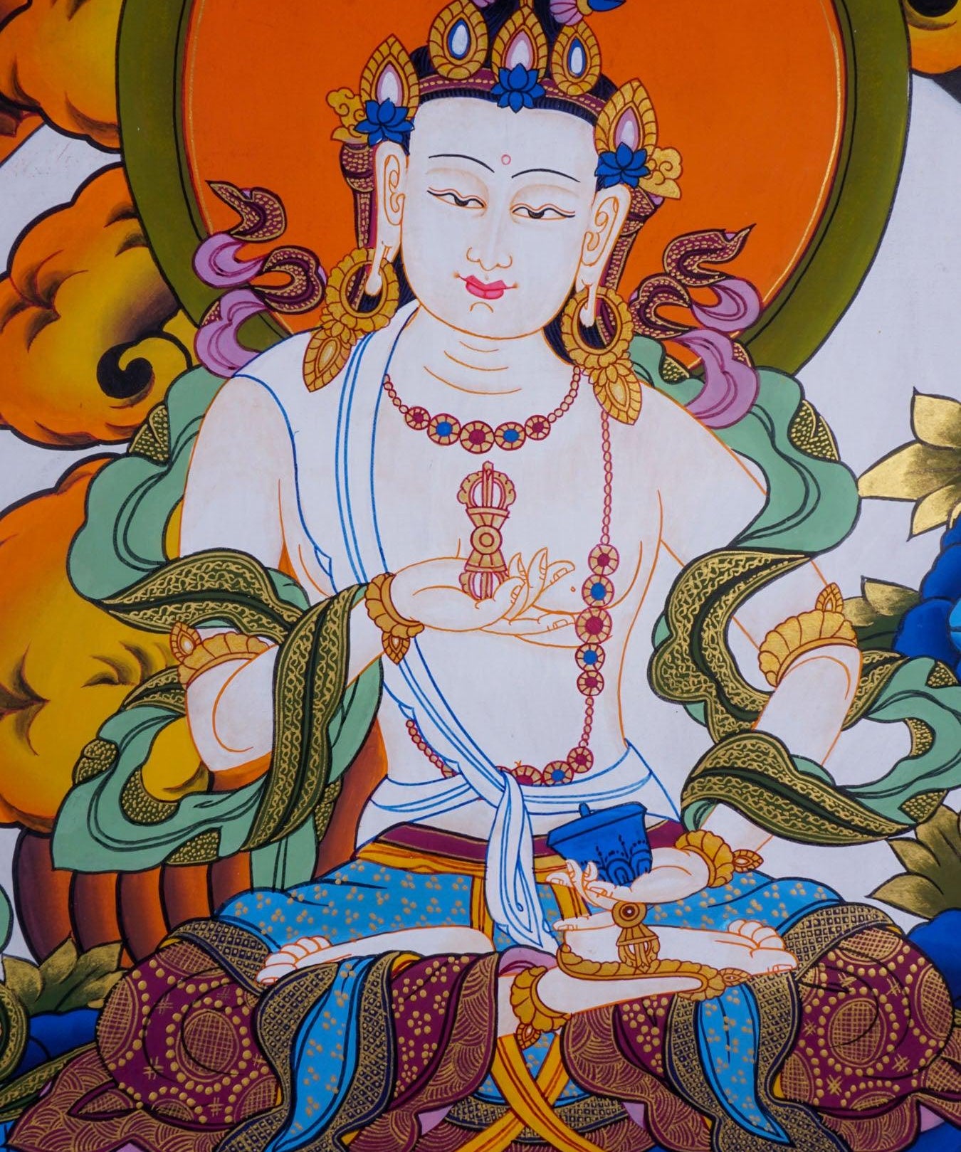 Tibetan Thangka art of Vajrasattva hand panting of Nepal on canvas for Buddhism ritual and meditation 