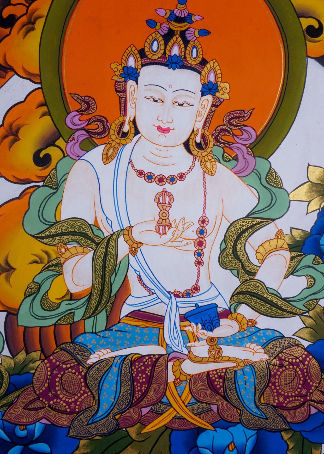 Tibetan Thangka art of Vajrasattva hand panting of Nepal on canvas for Buddhism ritual and meditation 