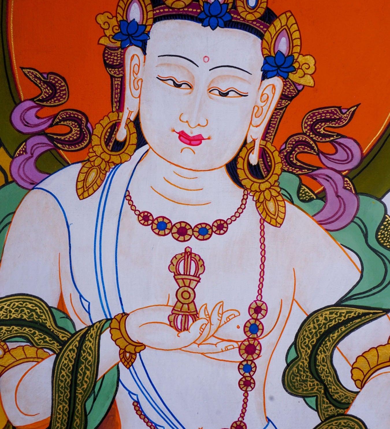 Tibetan Thangka art of Vajrasattva hand panting of Nepal on canvas for Buddhism ritual and meditation 