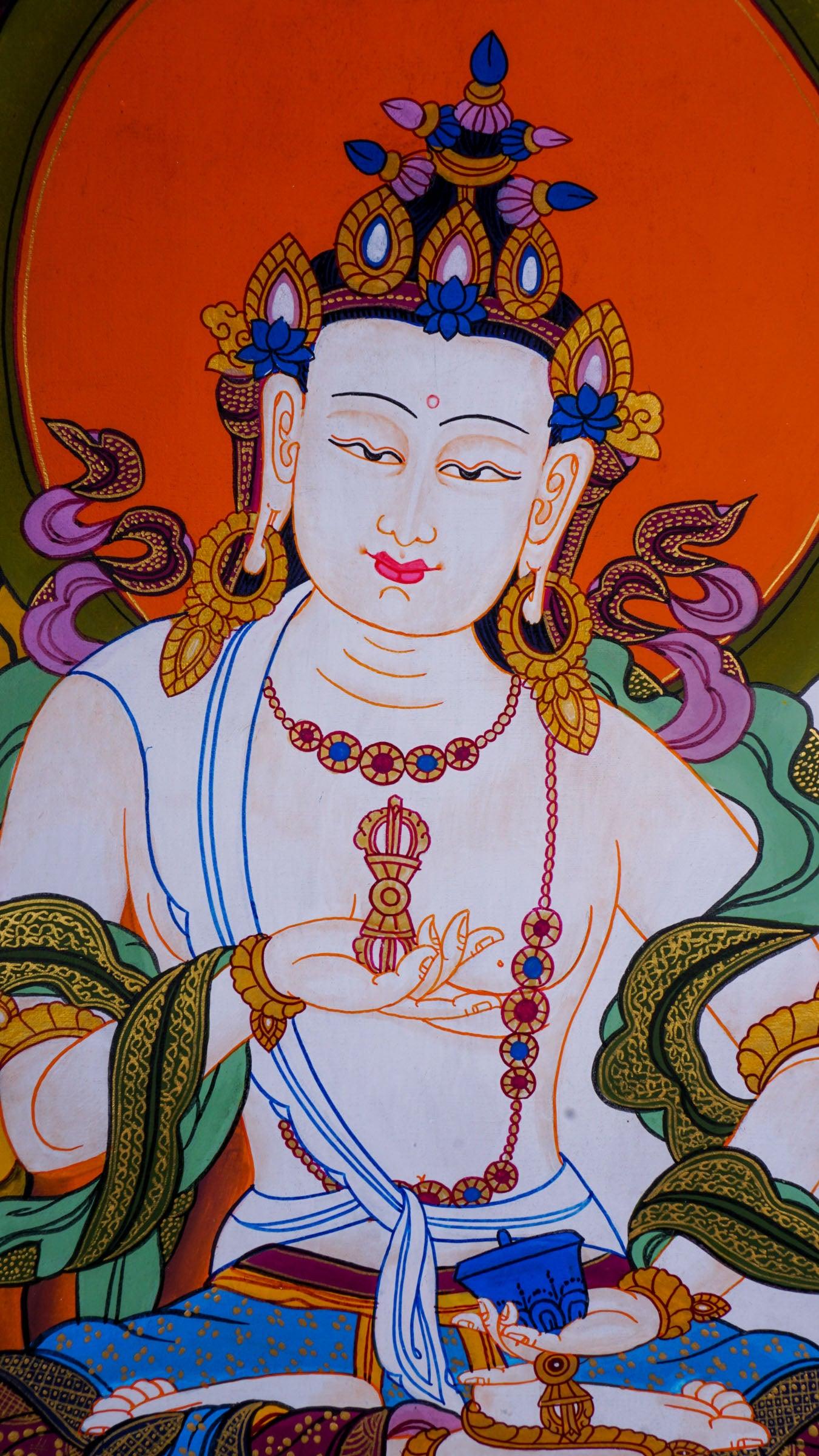 Tibetan Thangka art of Vajrasattva hand panting of Nepal on canvas for Buddhism ritual and meditation 