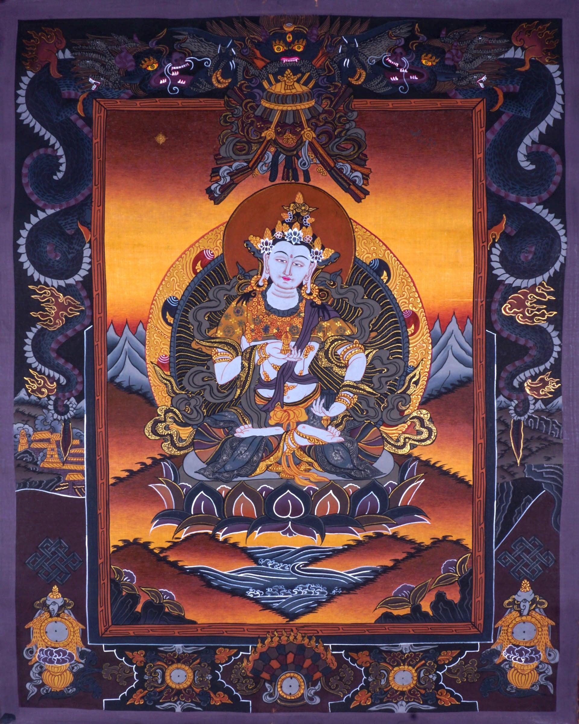 Vajrasattva tibetan thangka art on canvas- Buddhism deity 