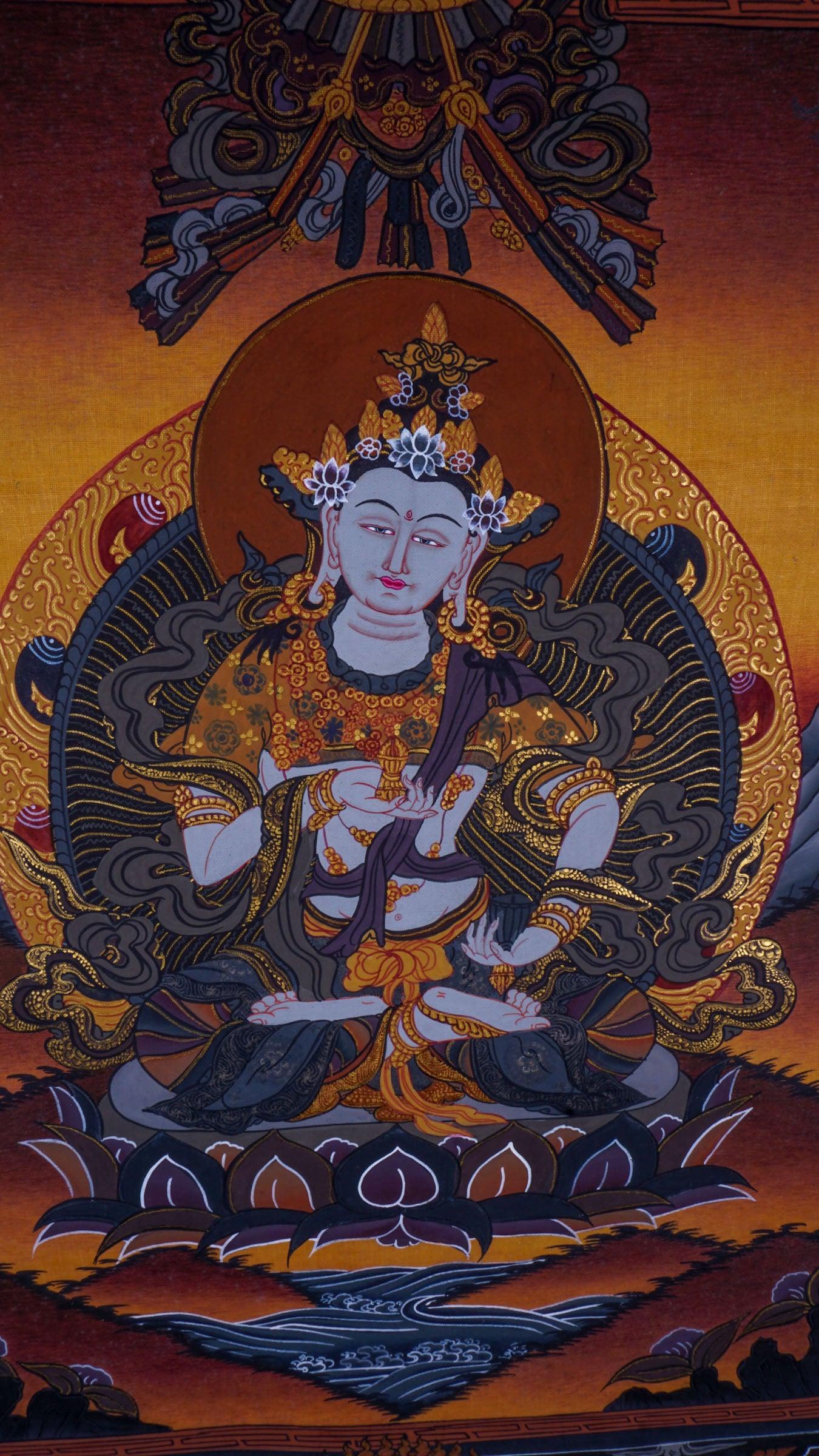 Vajrasattva tibetan thangka art on canvas- Buddhism deity 