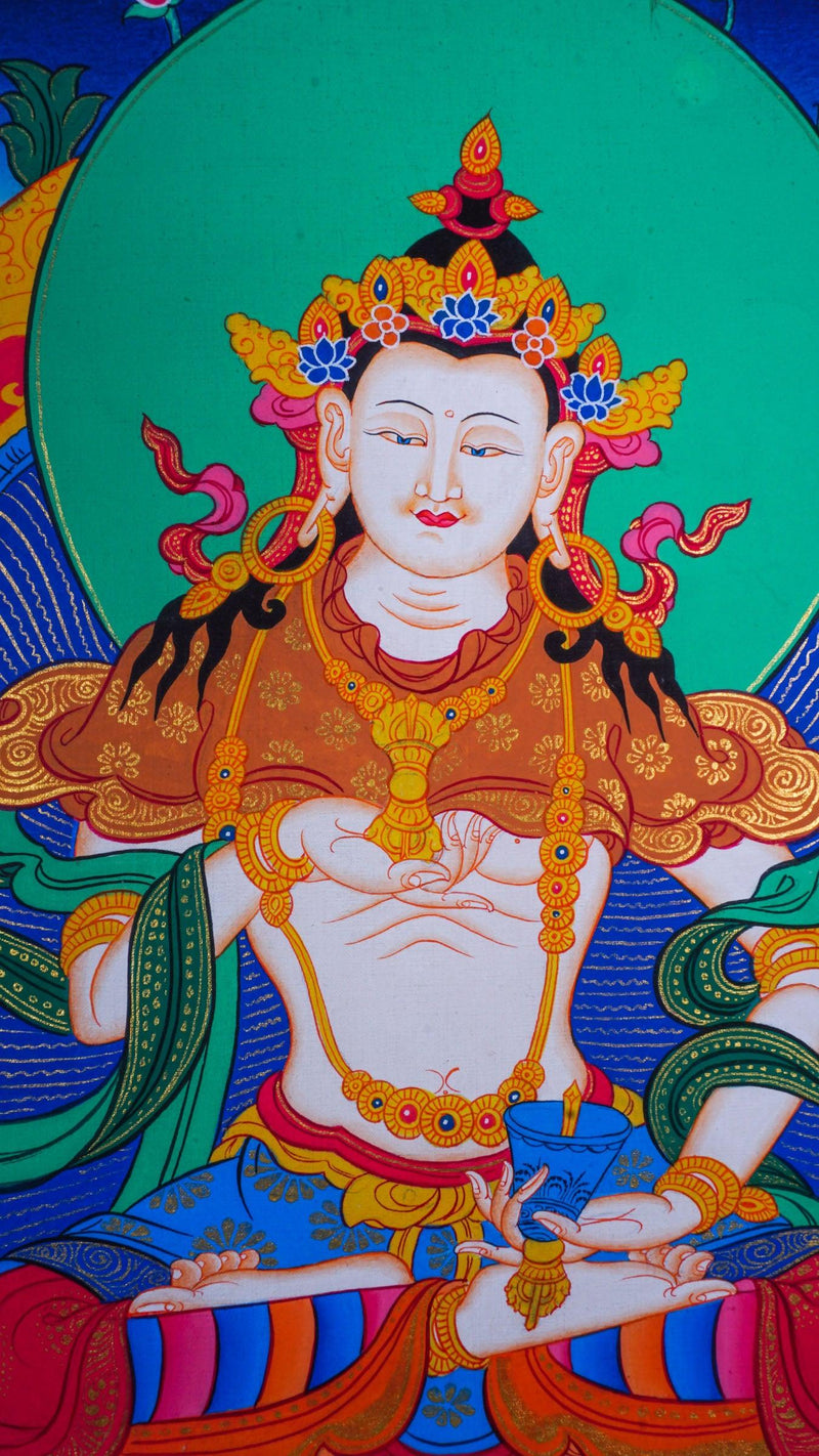 Vajrasattva tibetan thangka art for purification in tantric Buddhism