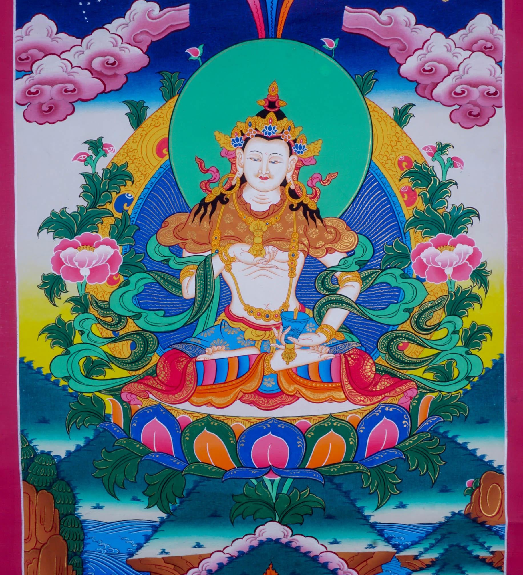 Vajrasattva tibetan thangka art for purification in tantric Buddhism