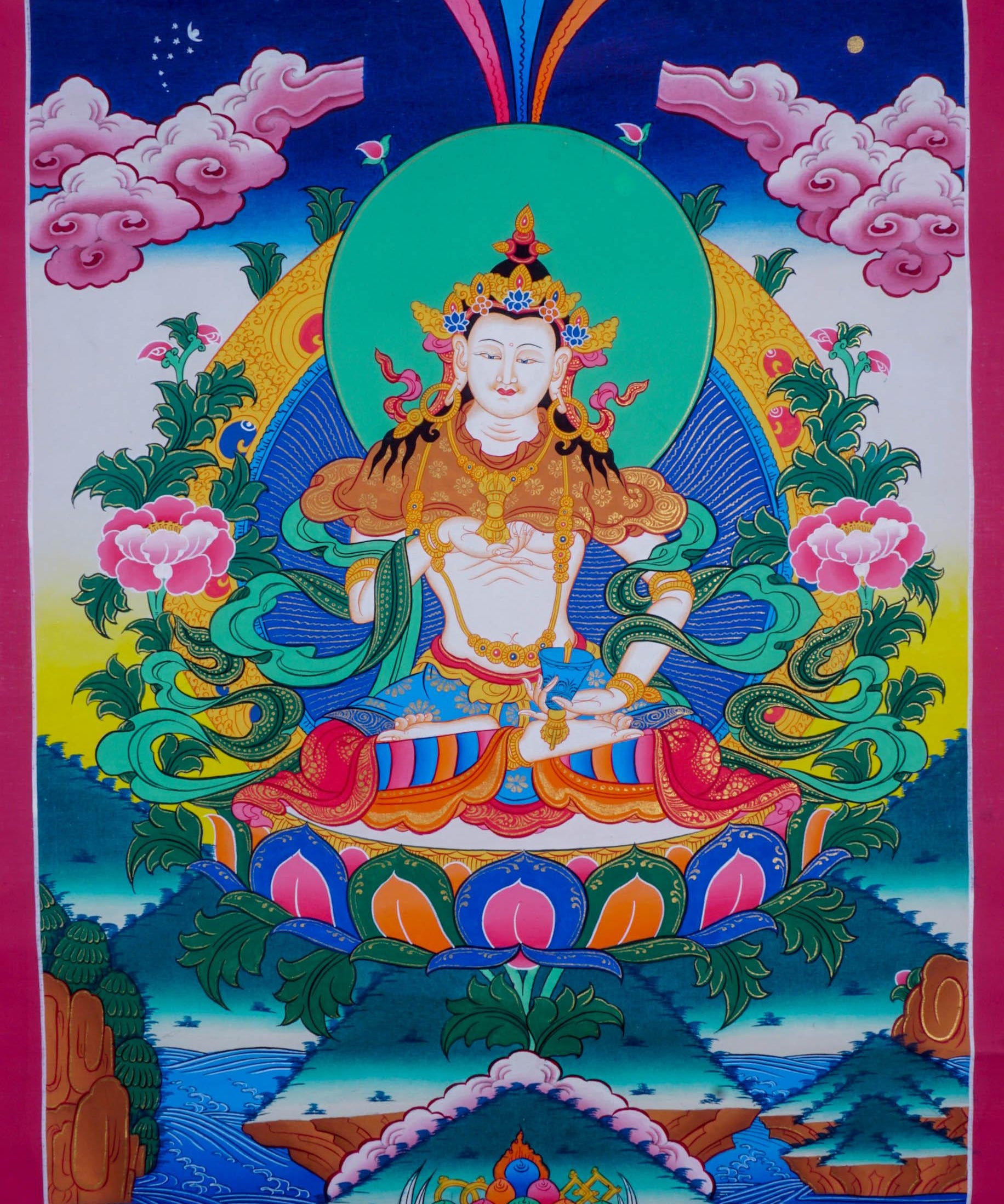Vajrasattva tibetan thangka art for purification in tantric Buddhism