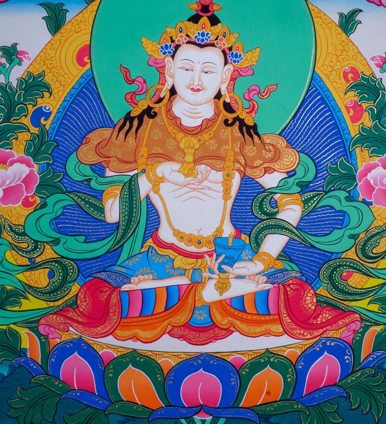 Vajrasattva tibetan thangka art for purification in tantric Buddhism