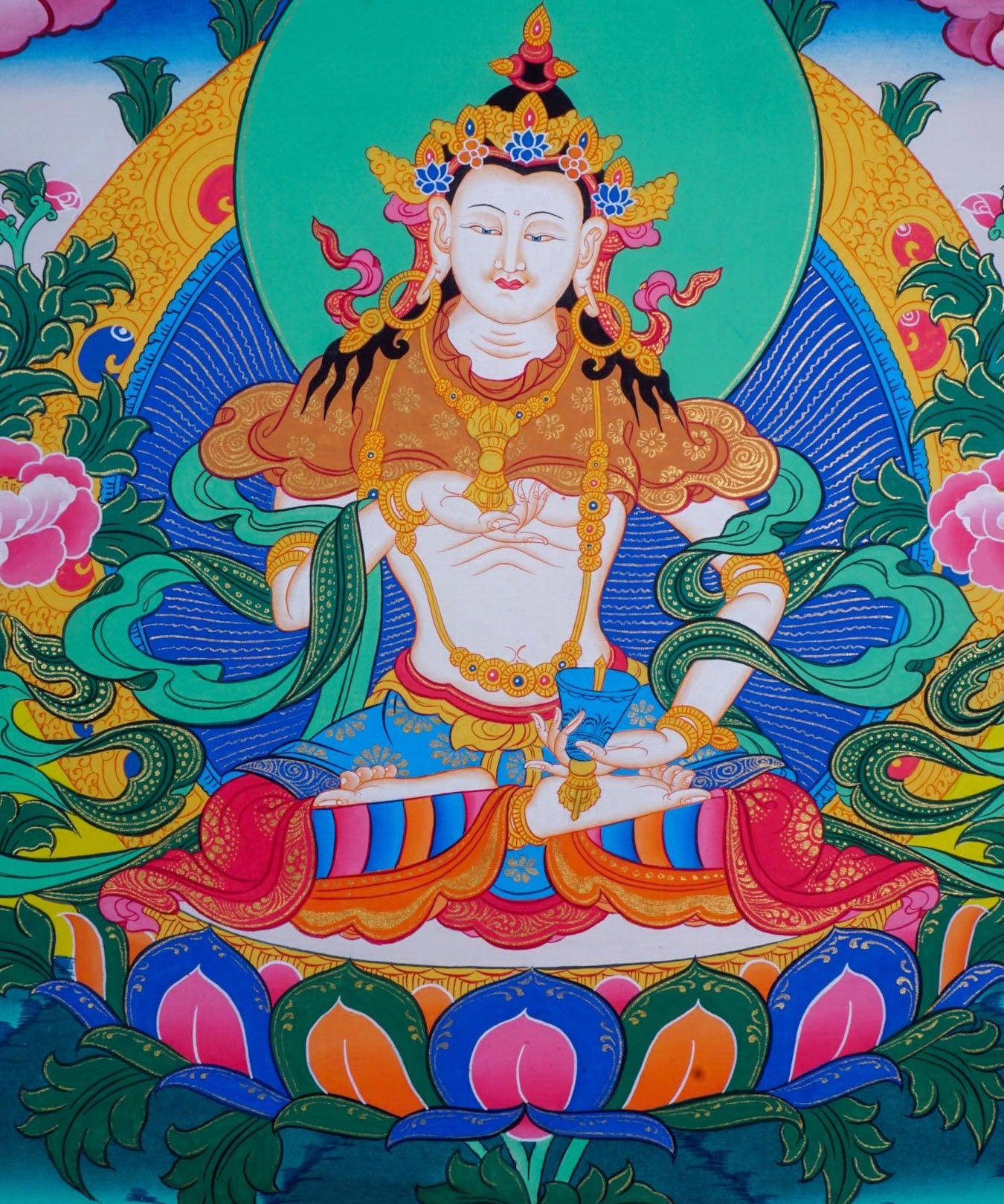 Vajrasattva tibetan thangka art for purification in tantric Buddhism