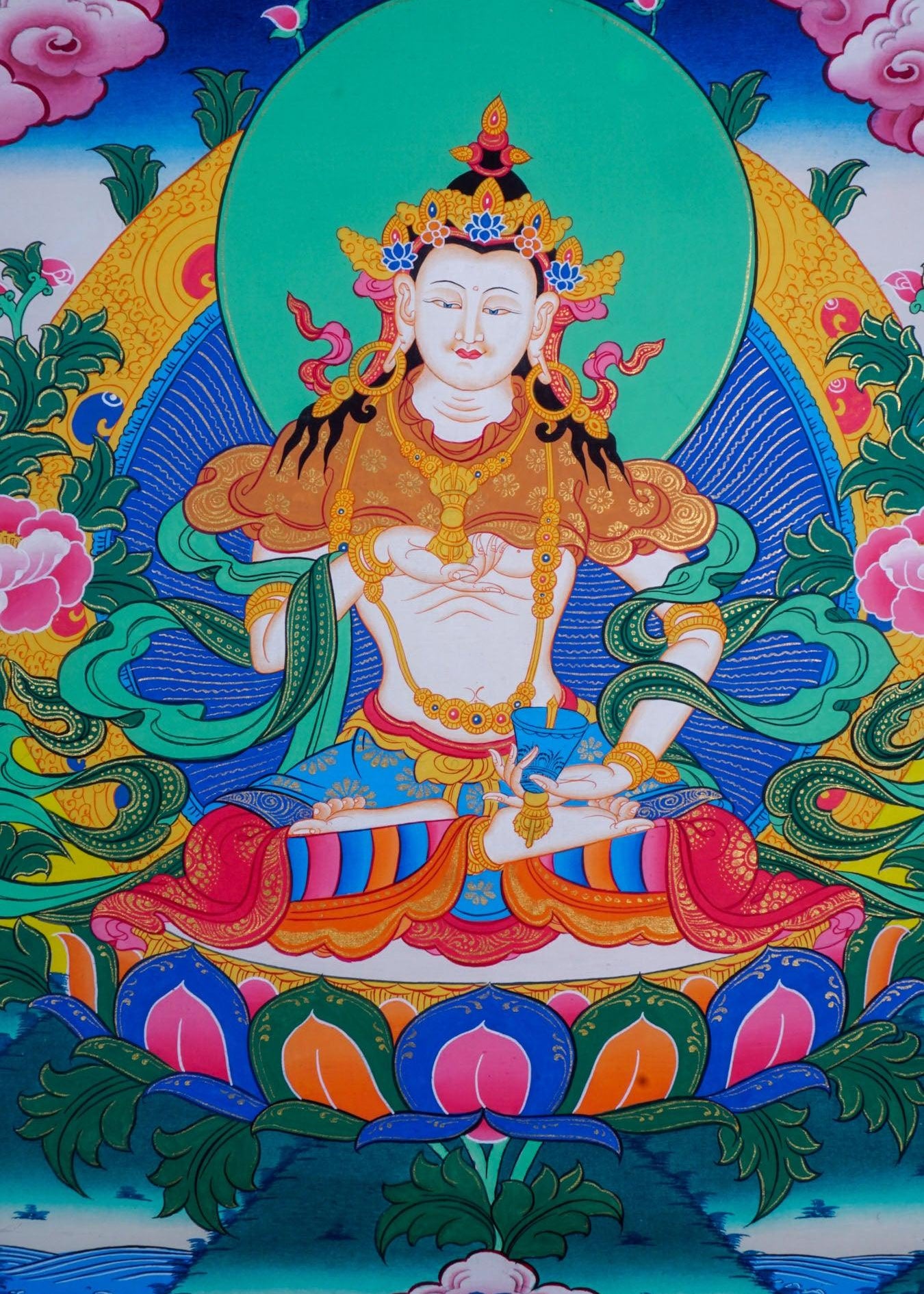Vajrasattva tibetan thangka art for purification in tantric Buddhism