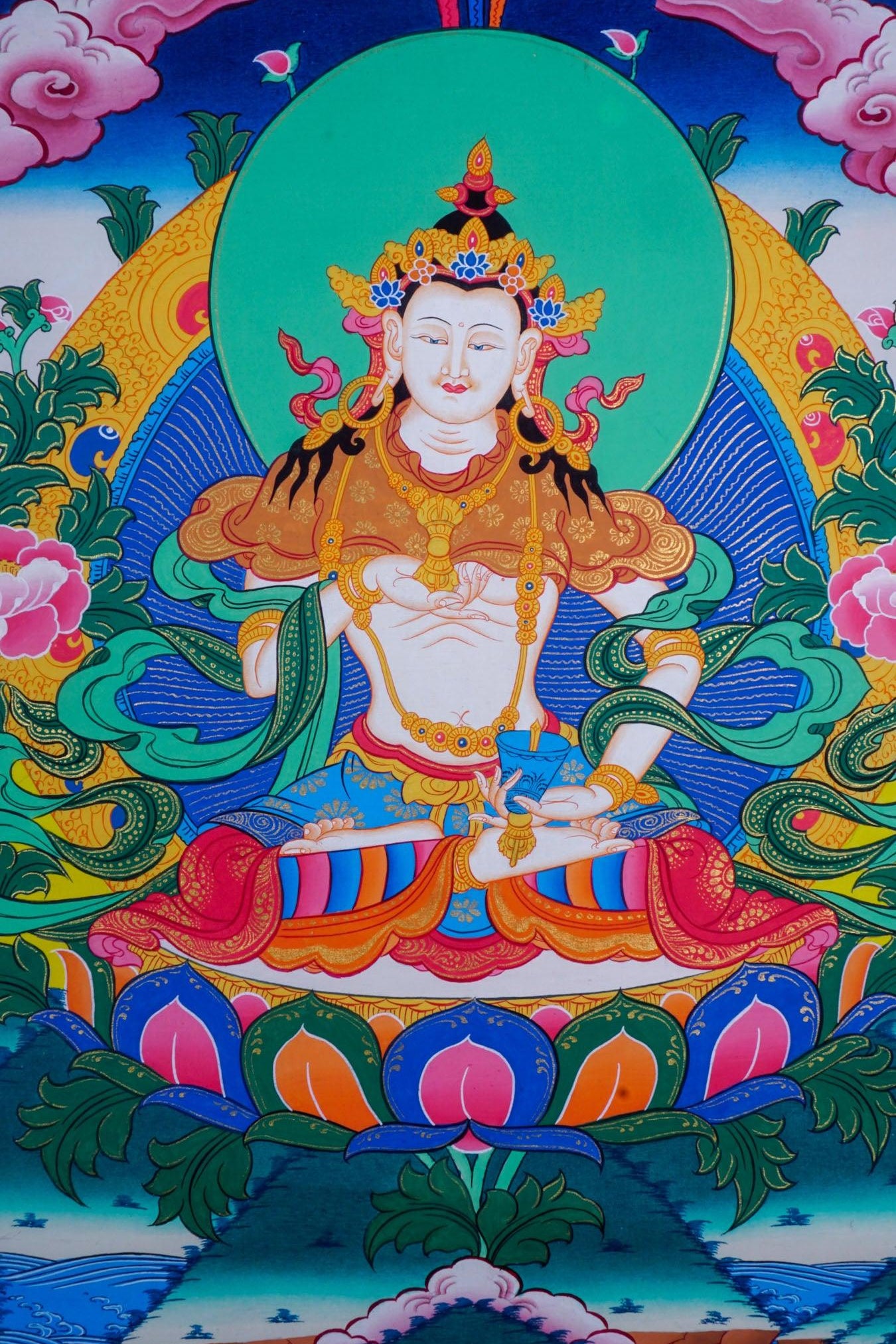 Vajrasattva tibetan thangka art for purification in tantric Buddhism