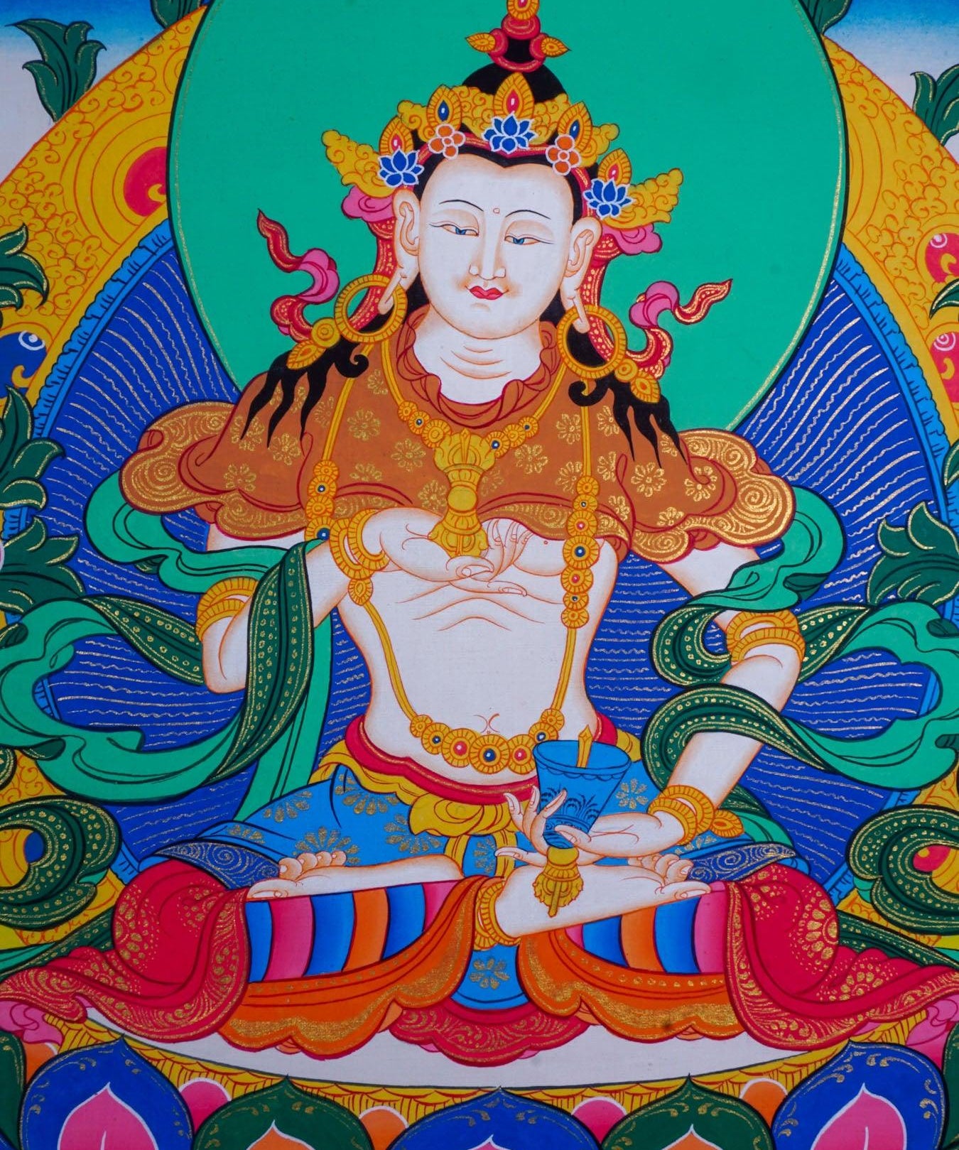 Vajrasattva tibetan thangka art for purification in tantric Buddhism