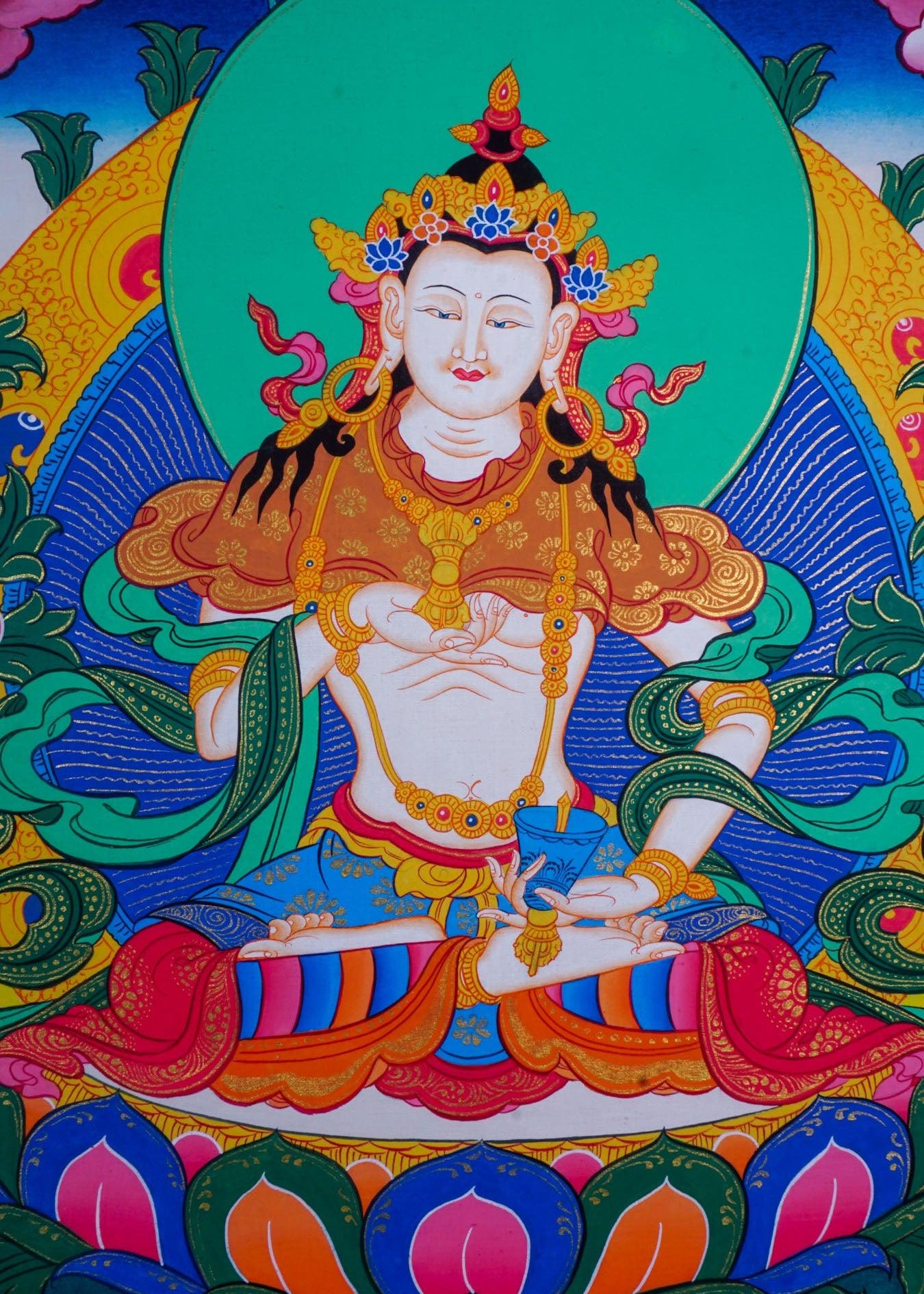 Vajrasattva tibetan thangka art for purification in tantric Buddhism