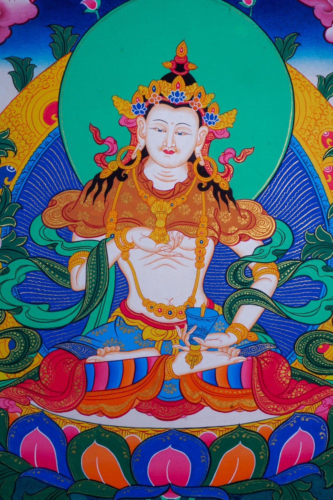 Vajrasattva tibetan thangka art for purification in tantric Buddhism