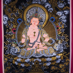 Vajrasattva Tibetan thangka art on canvas with gold and silver paint