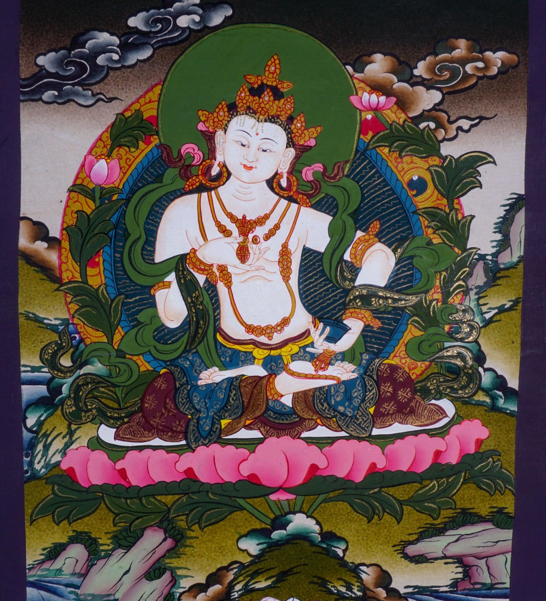 Vajrasattva Tibetan Thangka Painting - Himalayas Shop
