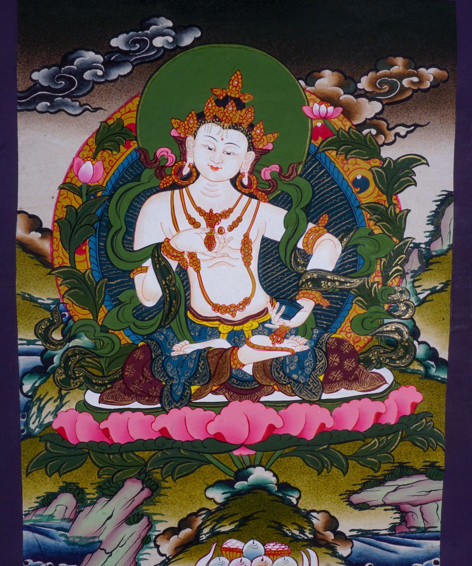 Vajrasattva Tibetan Thangka Painting - Himalayas Shop