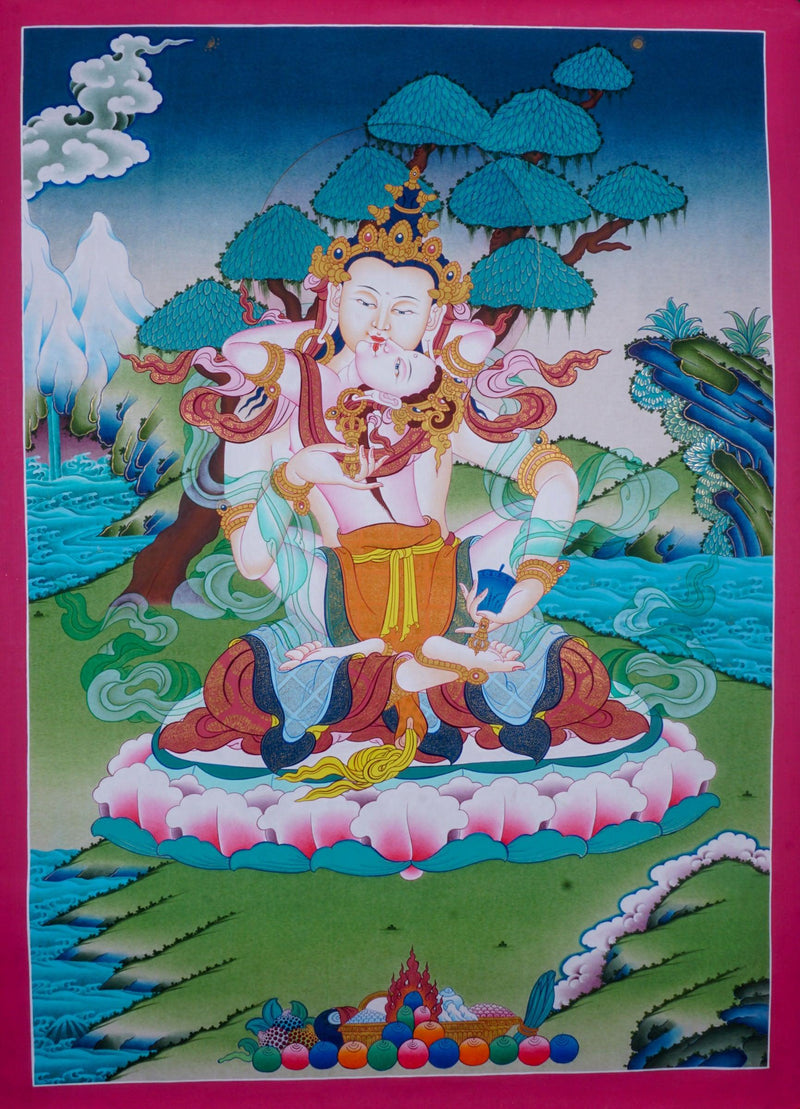 Vajrasattwo thangka painting on cotton canvas , Samantabhadra tibetan art