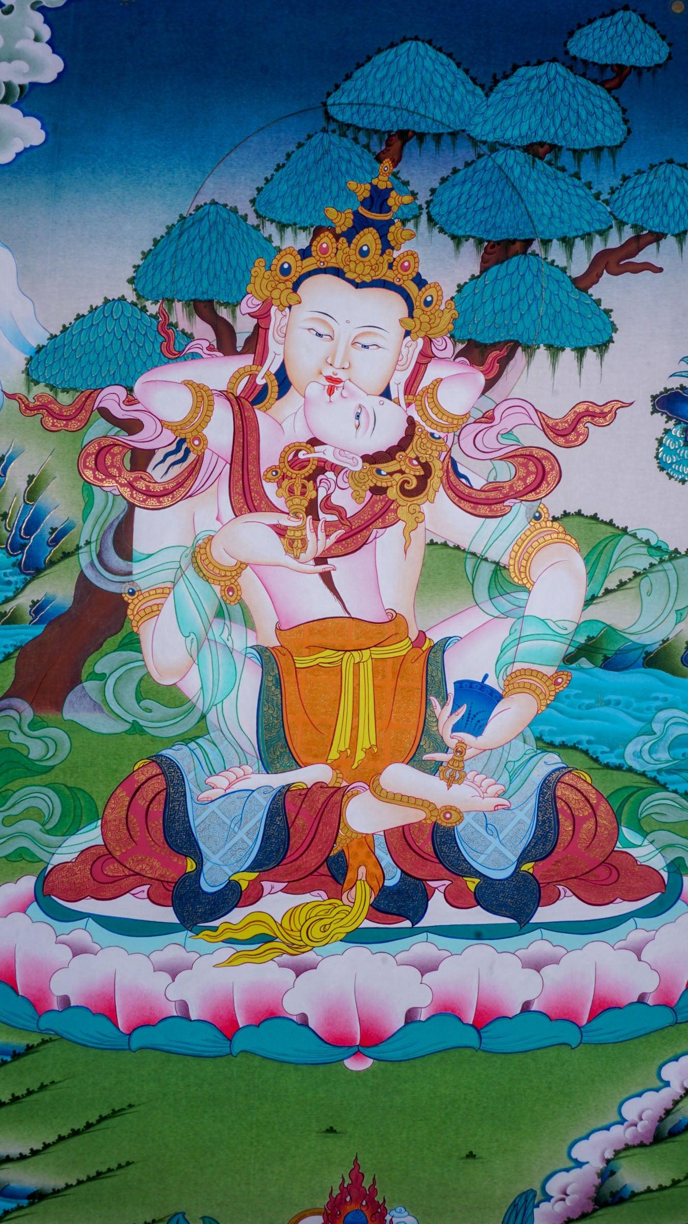 Vajrasattwo thangka painting on cotton canvas , Samantabhadra tibetan art