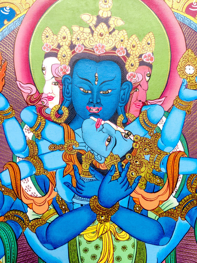 Chakrasambhara thangka art for union- Tibetan Tantra art