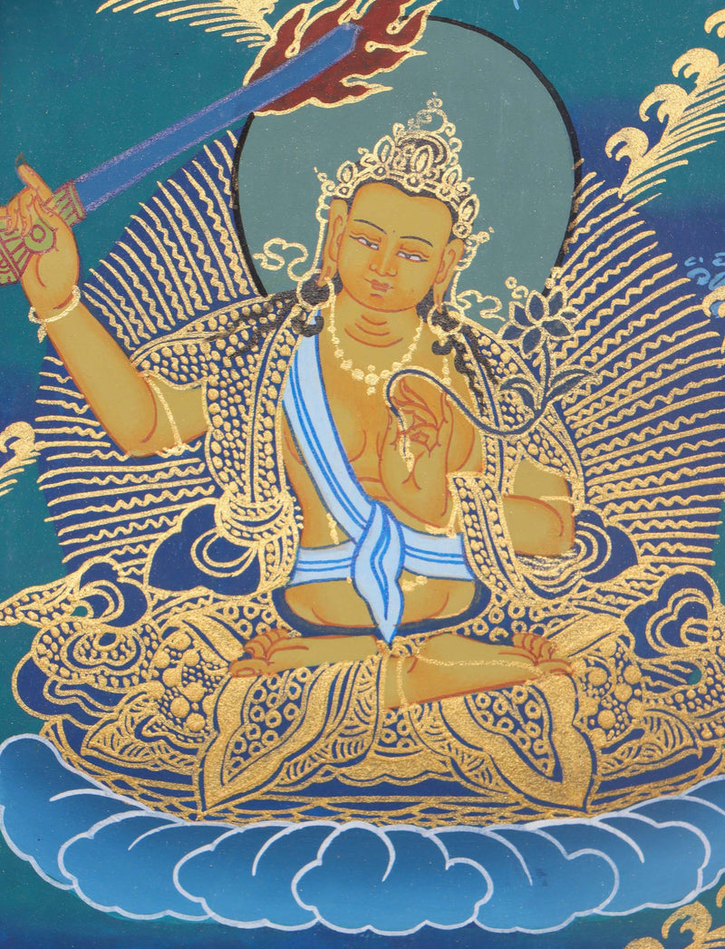 Chengresi Thangka with auspicious symbol - Himalayas Shop