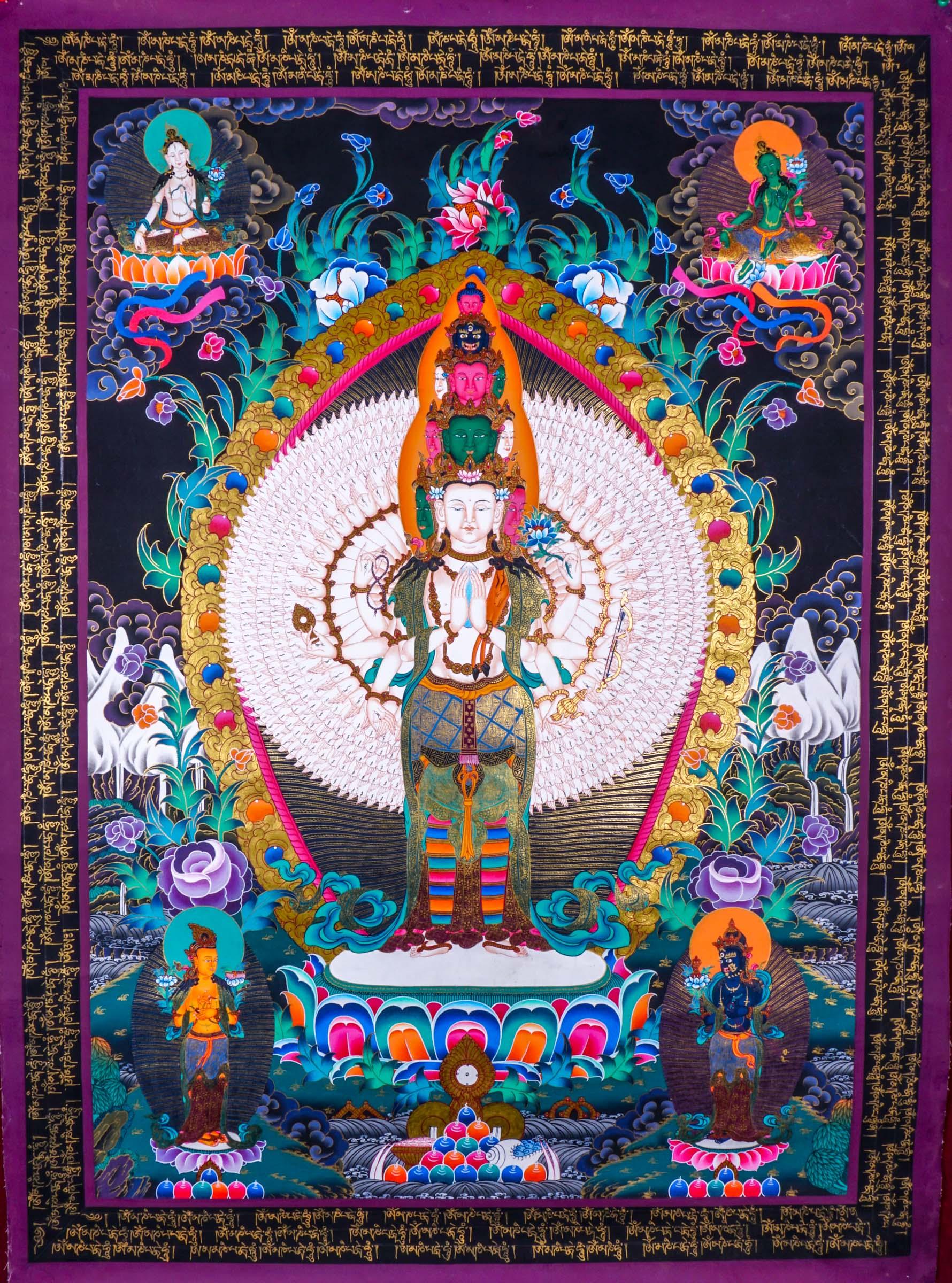 Guanyin - Avalokiteshvara Thanka Painting - Himalayas Shop