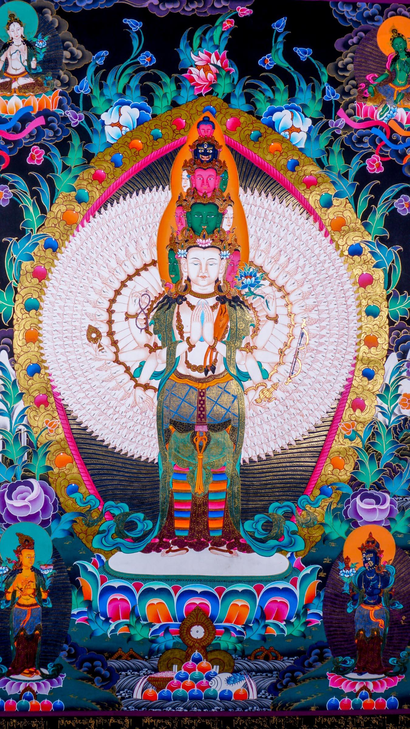 Guanyin - Avalokiteshvara Thanka Painting - Himalayas Shop