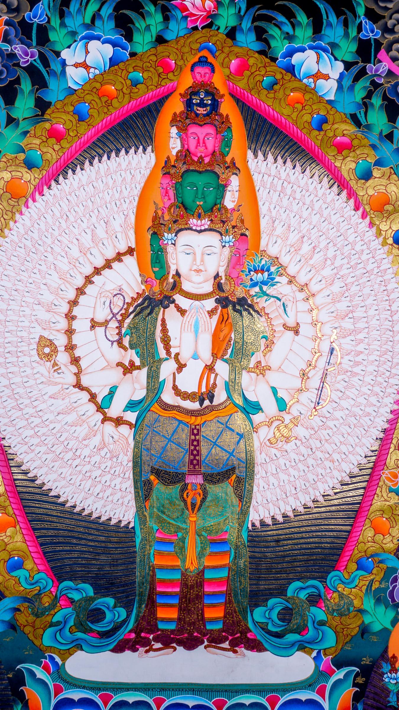 Guanyin - Avalokiteshvara Thanka Painting - Himalayas Shop